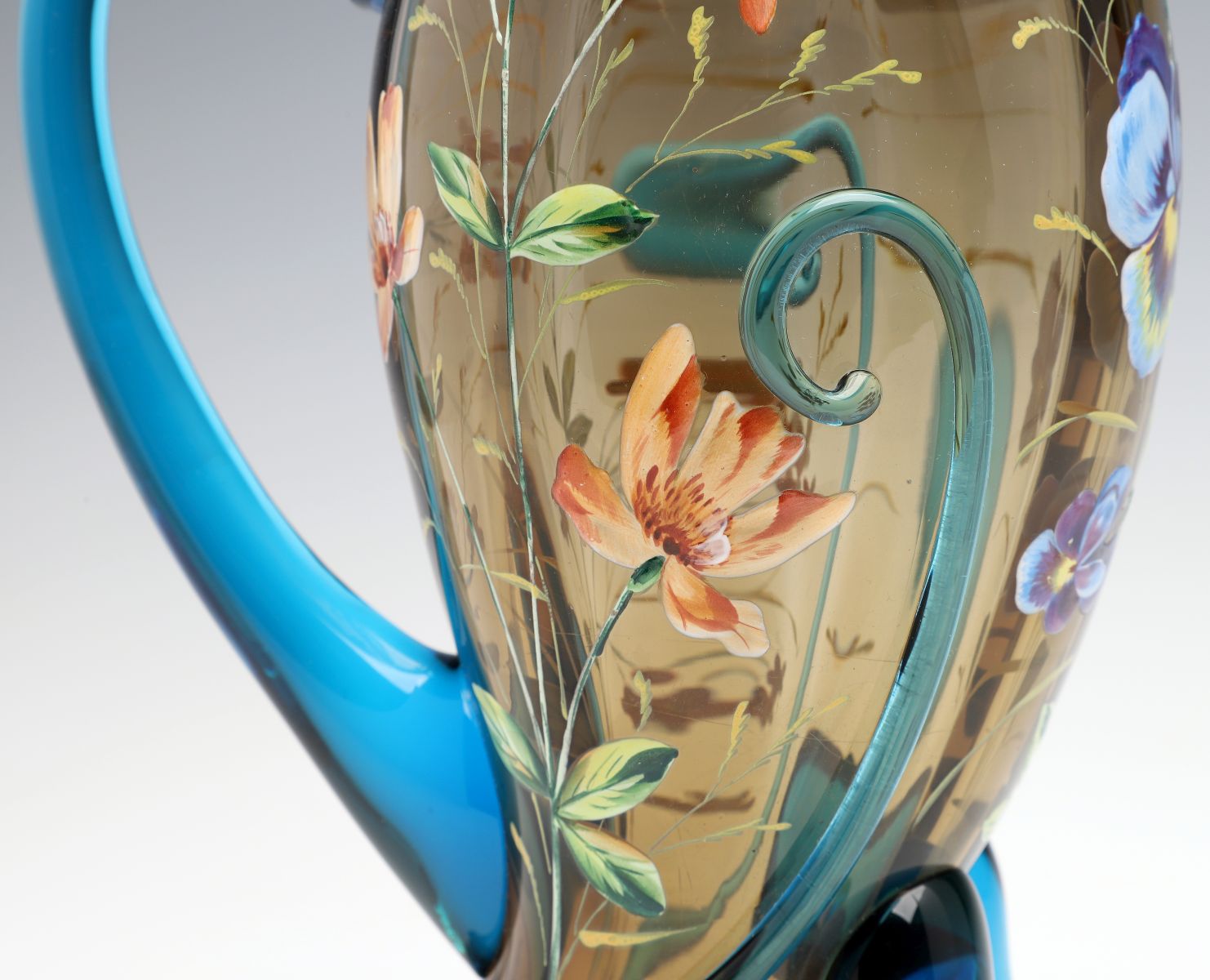 A BIRD FORM BOHEMIAN GLASS PITCHER ATTR HARRACH C. 1900