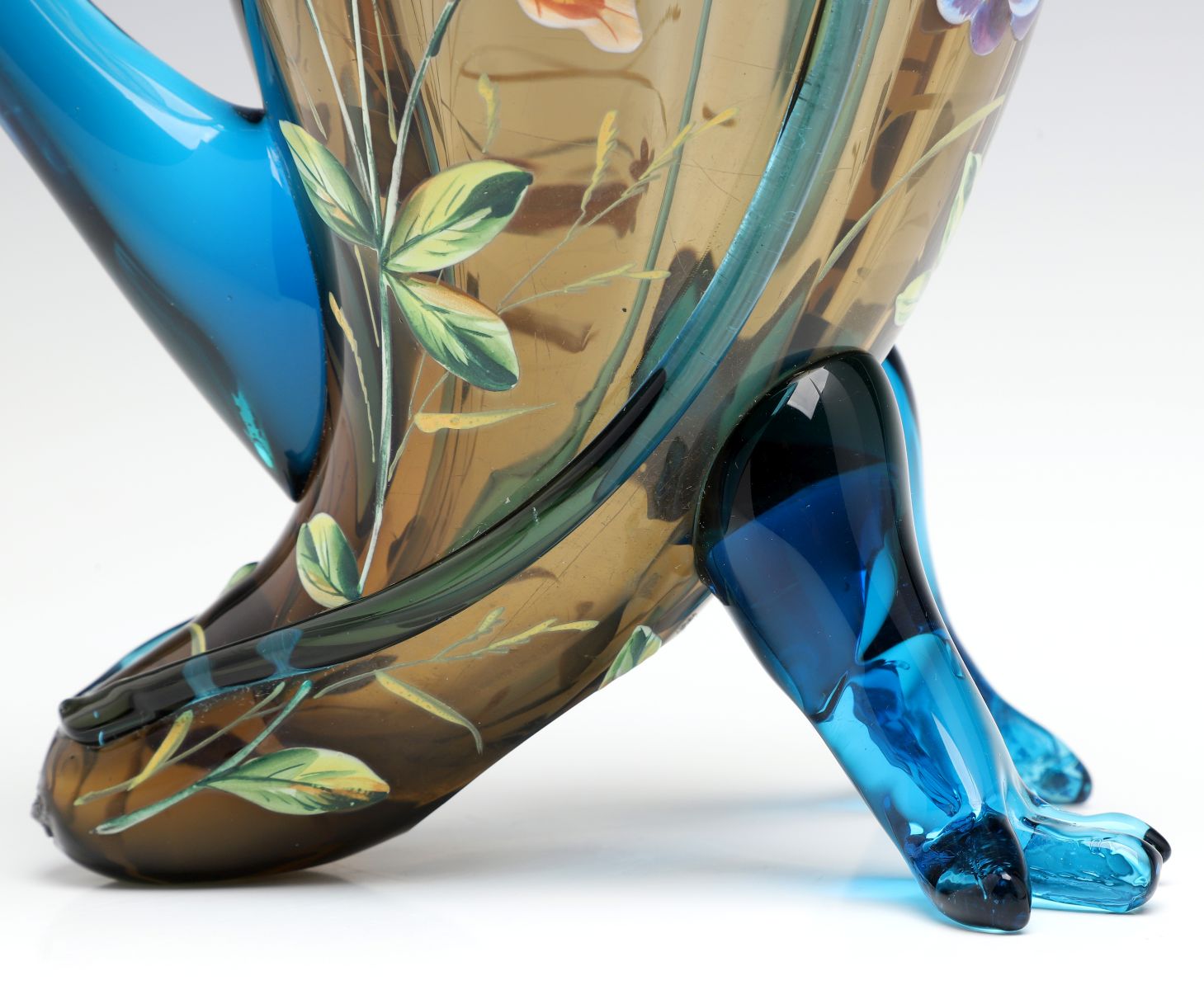 A BIRD FORM BOHEMIAN GLASS PITCHER ATTR HARRACH C. 1900