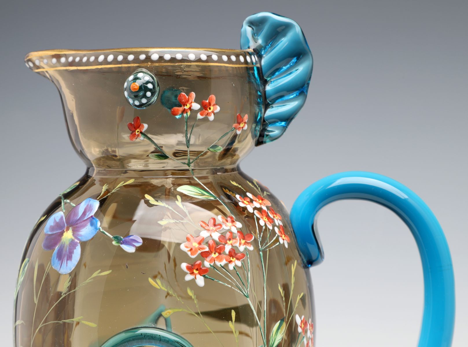 A BIRD FORM BOHEMIAN GLASS PITCHER ATTR HARRACH C. 1900