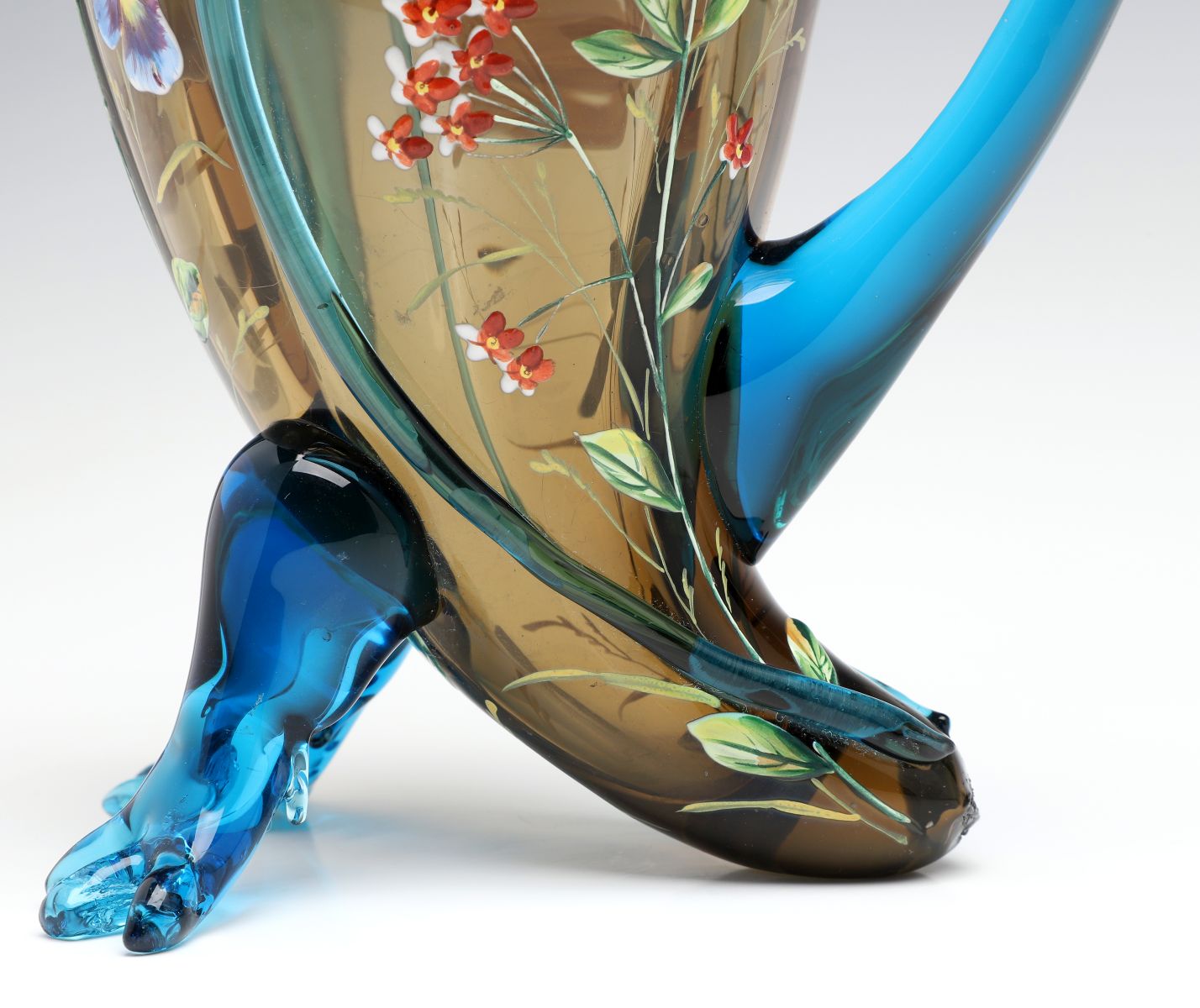 A BIRD FORM BOHEMIAN GLASS PITCHER ATTR HARRACH C. 1900