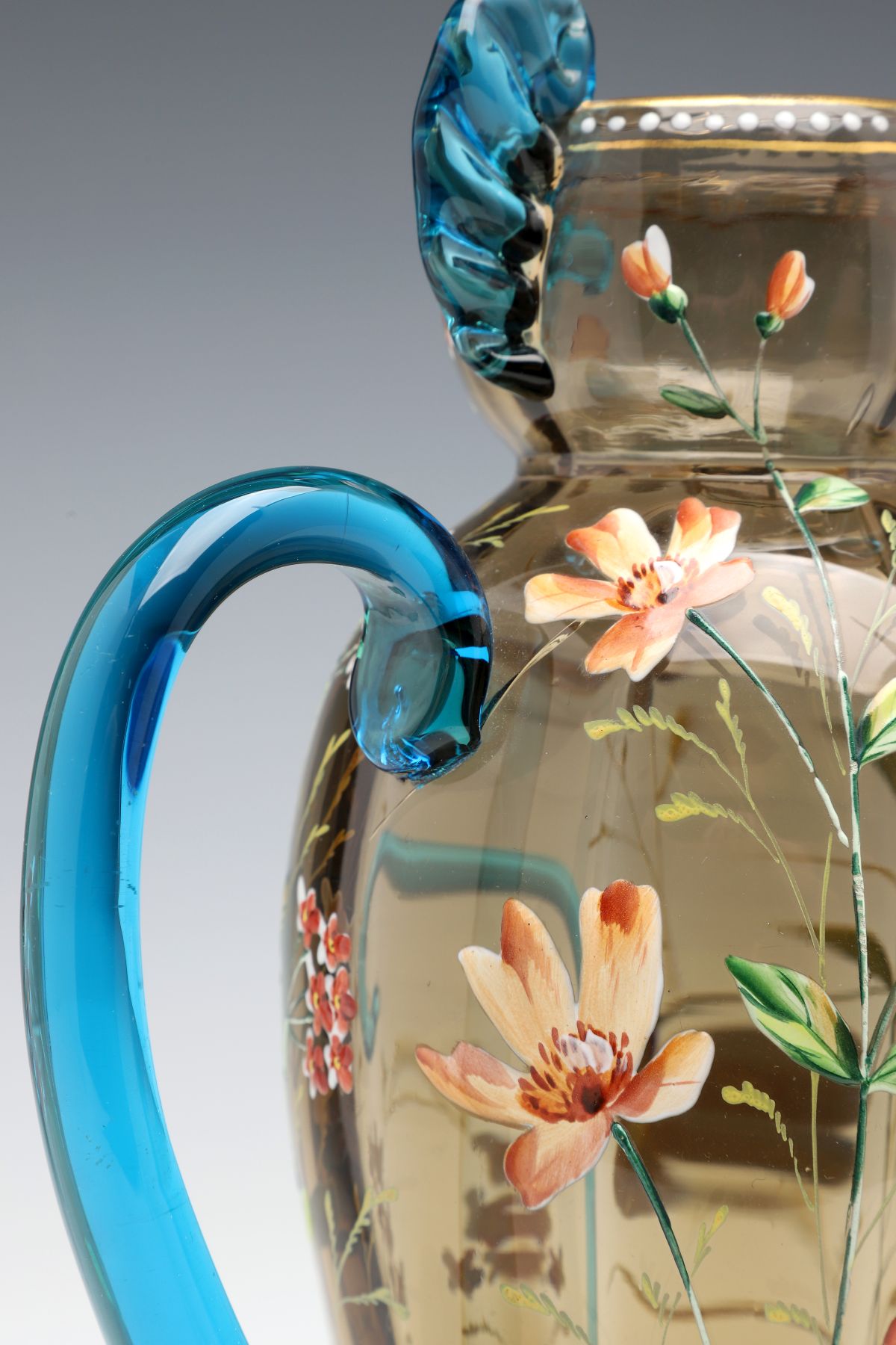 A BIRD FORM BOHEMIAN GLASS PITCHER ATTR HARRACH C. 1900