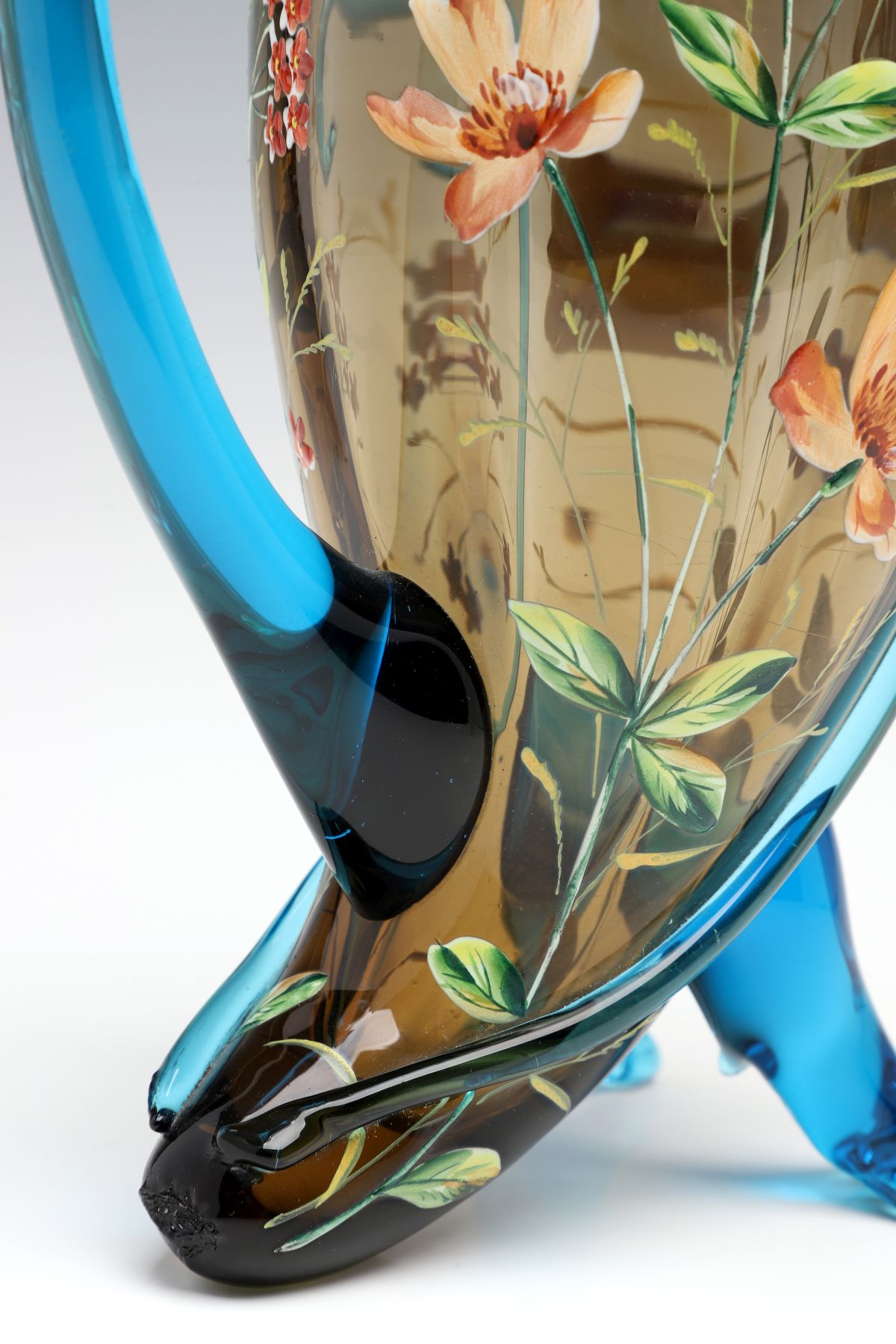 A BIRD FORM BOHEMIAN GLASS PITCHER ATTR HARRACH C. 1900