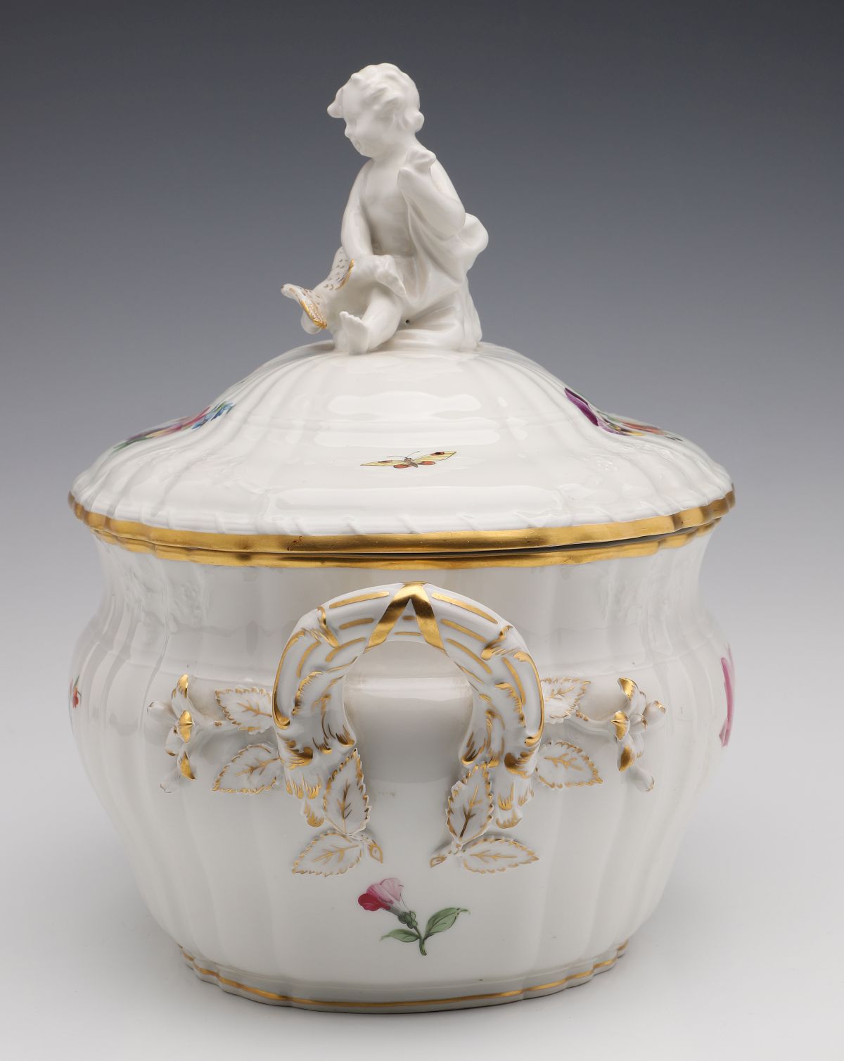 AUGARTEN AND KPM PORCELAIN TUREENS WITH PUTTO FIGURES