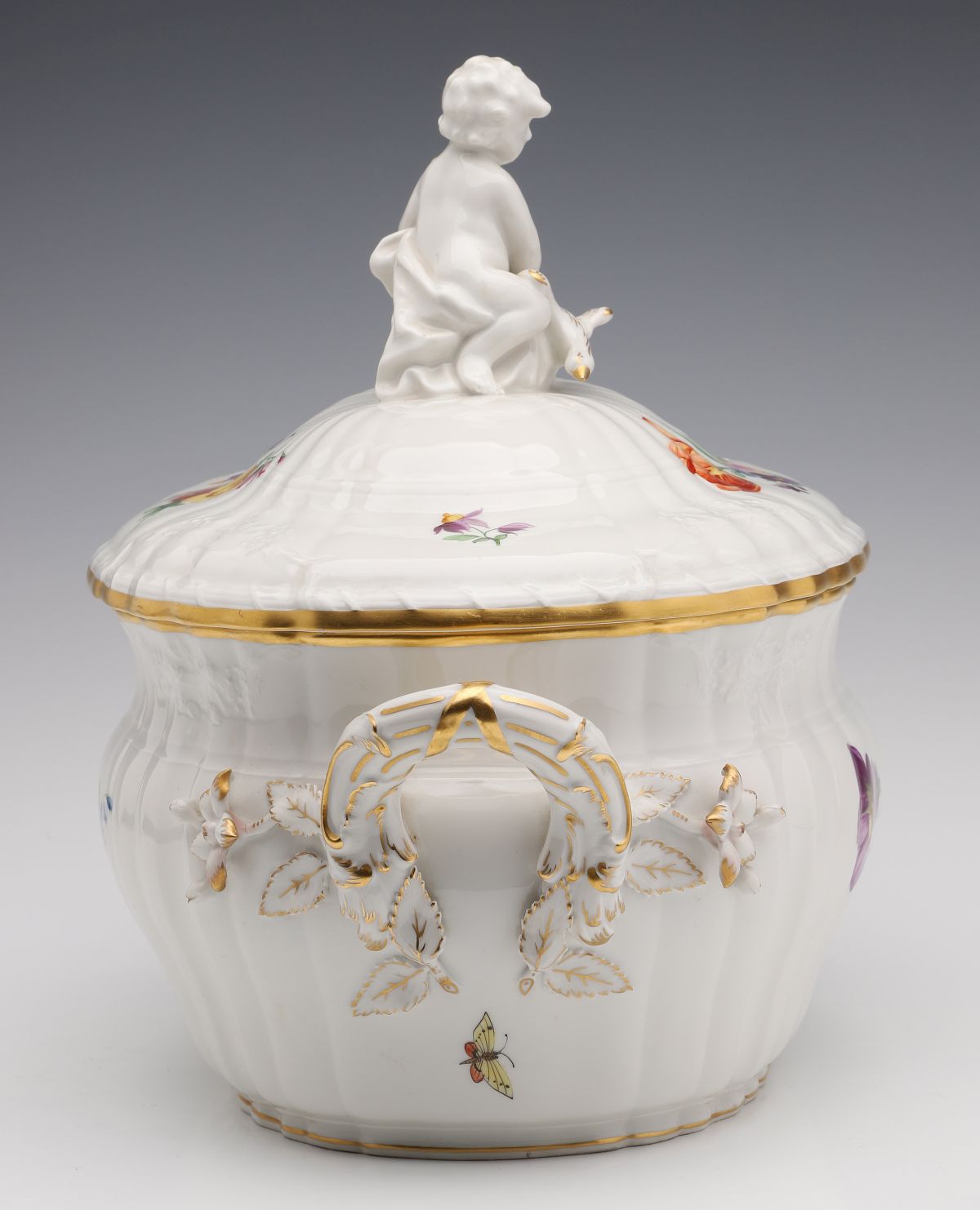 AUGARTEN AND KPM PORCELAIN TUREENS WITH PUTTO FIGURES