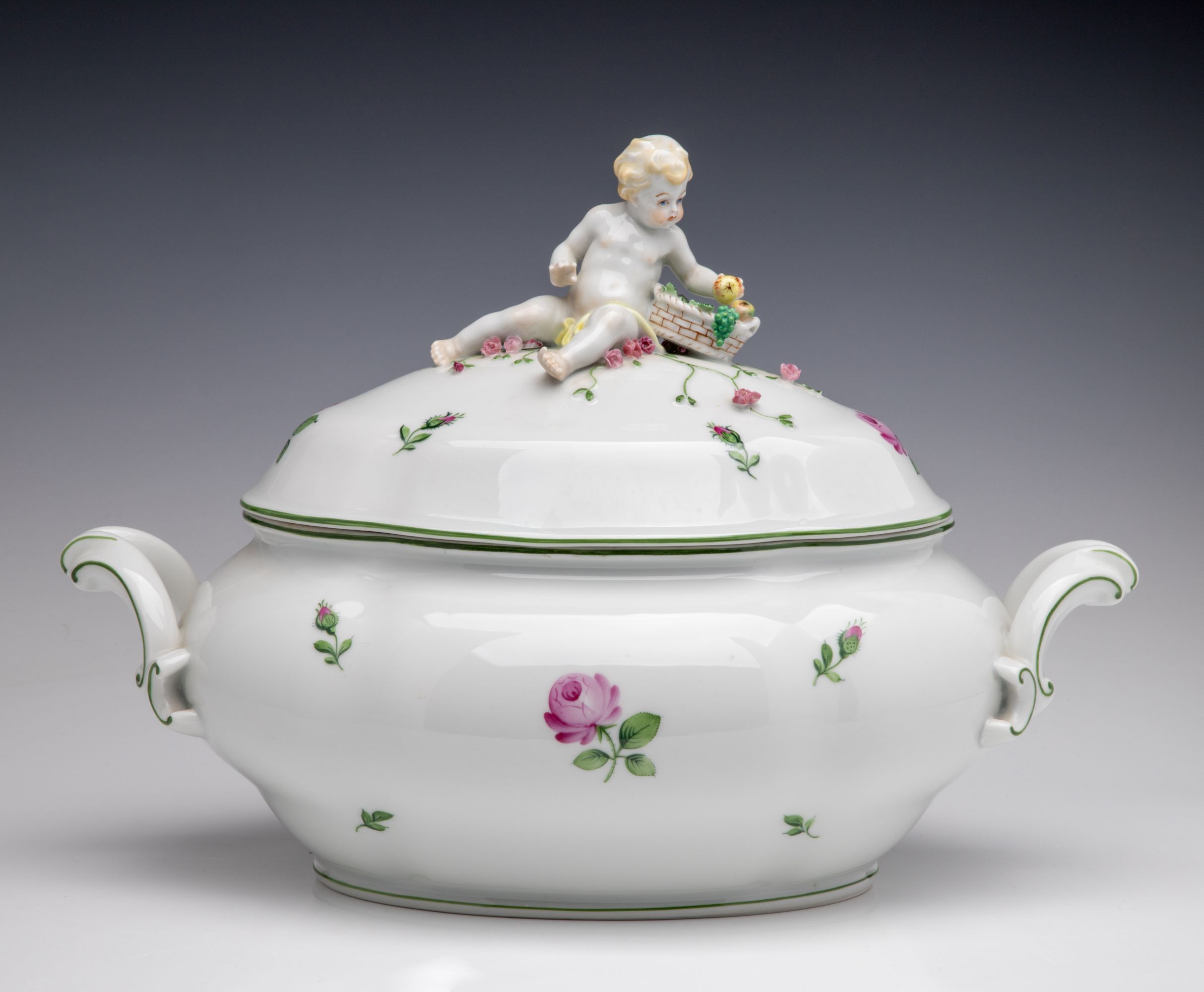 AUGARTEN AND KPM PORCELAIN TUREENS WITH PUTTO FIGURES