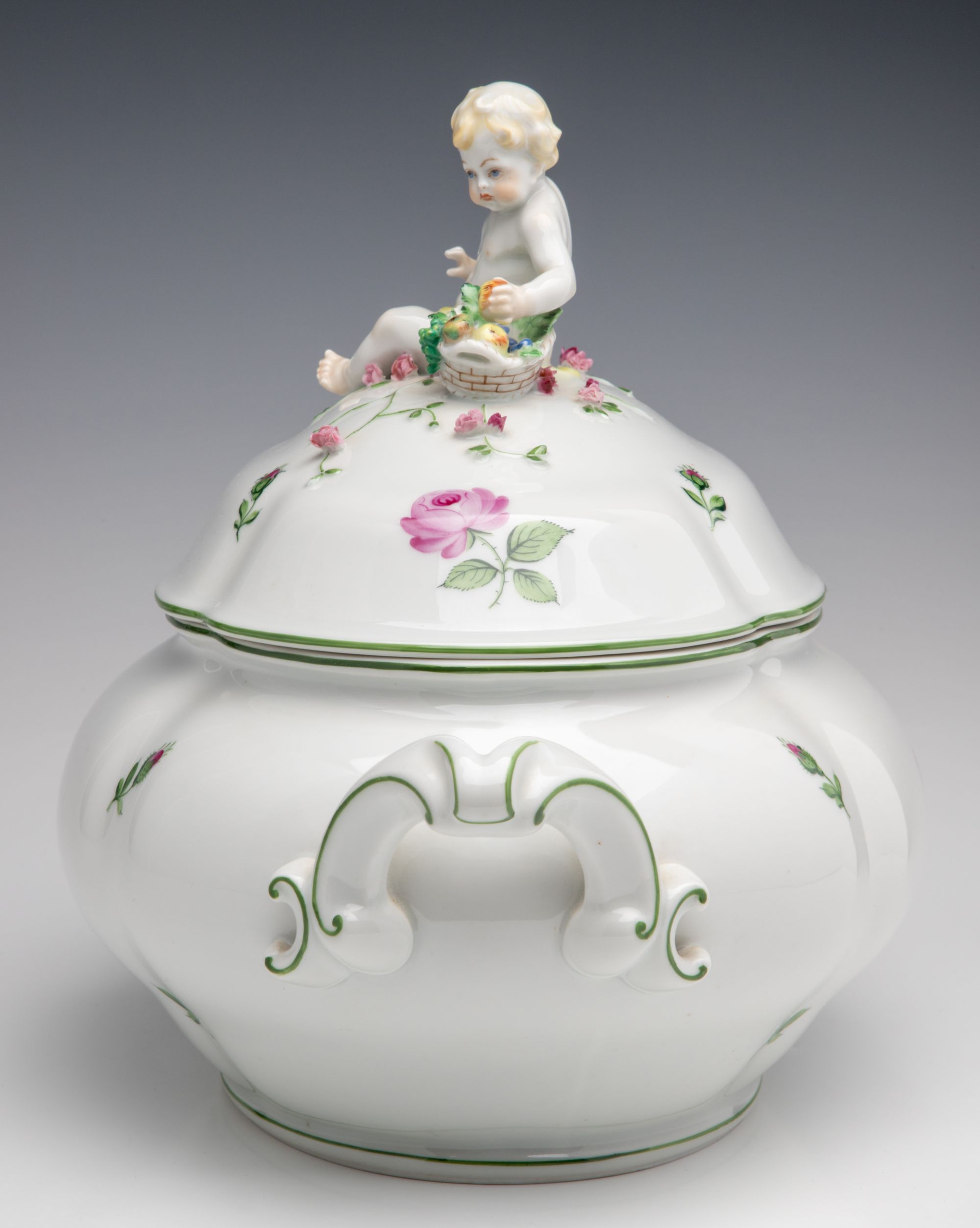 AUGARTEN AND KPM PORCELAIN TUREENS WITH PUTTO FIGURES