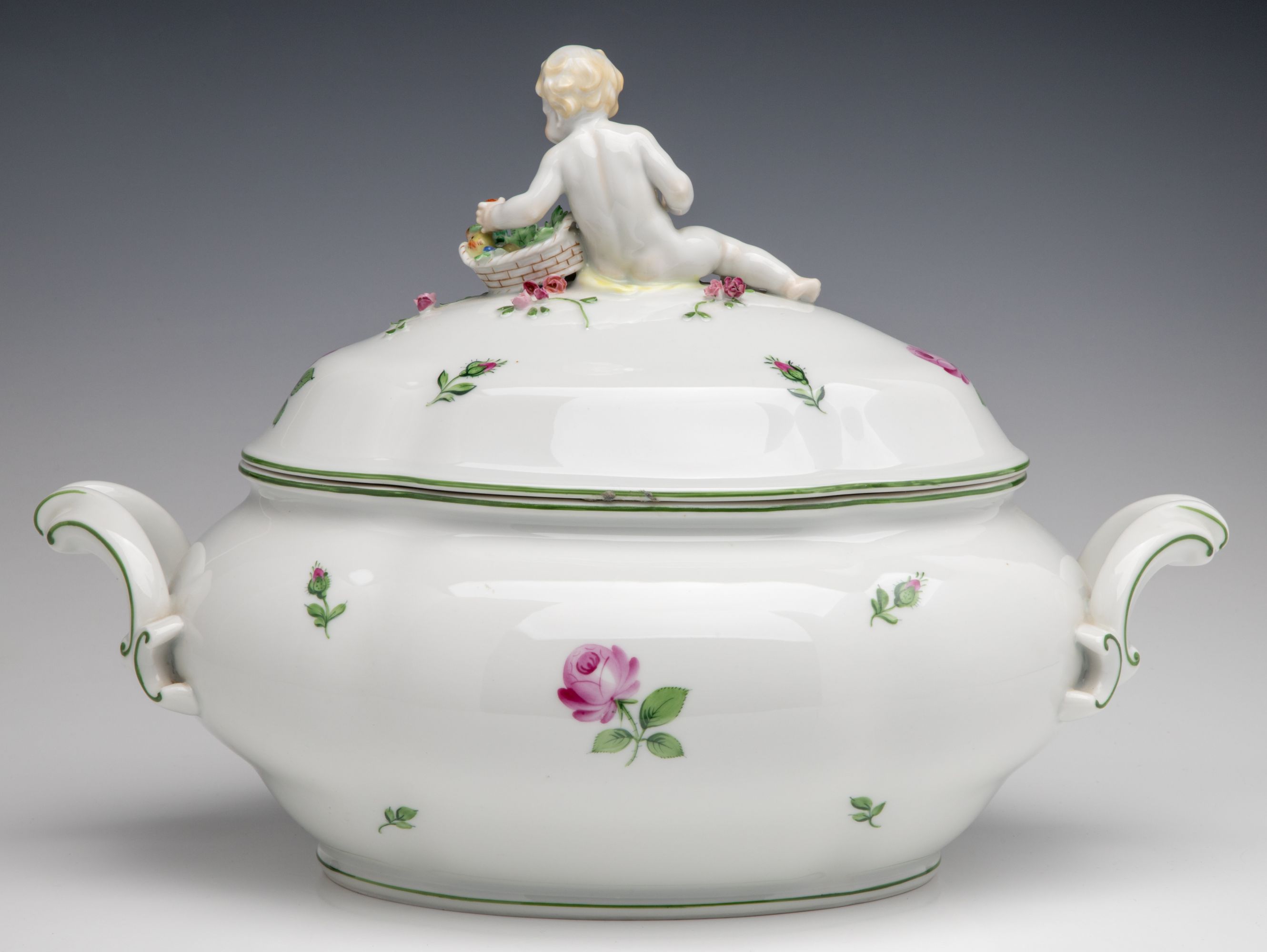 AUGARTEN AND KPM PORCELAIN TUREENS WITH PUTTO FIGURES