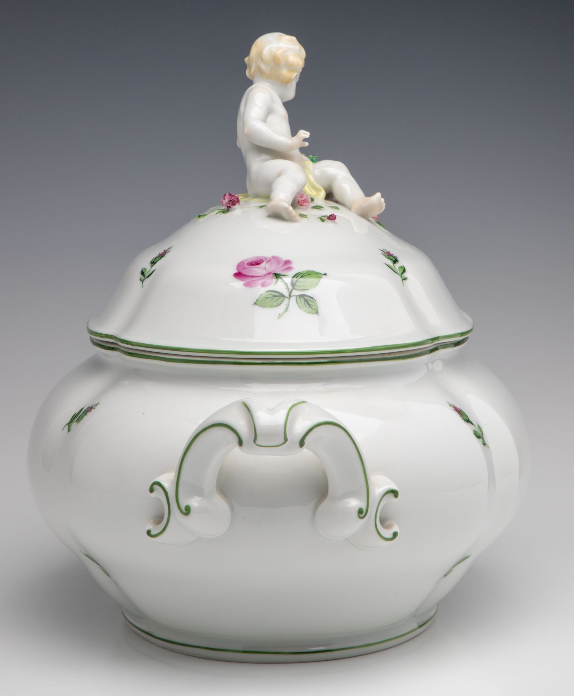 AUGARTEN AND KPM PORCELAIN TUREENS WITH PUTTO FIGURES