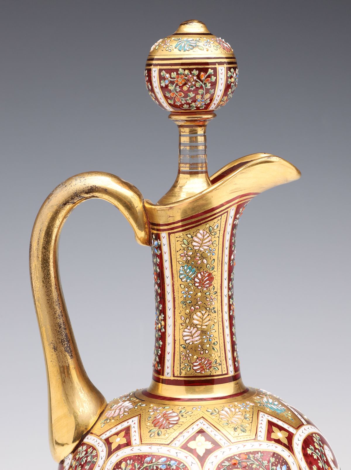 AN ELABORATE 19TH C. MOSER EWER IN PERSIANATE ENAMELS