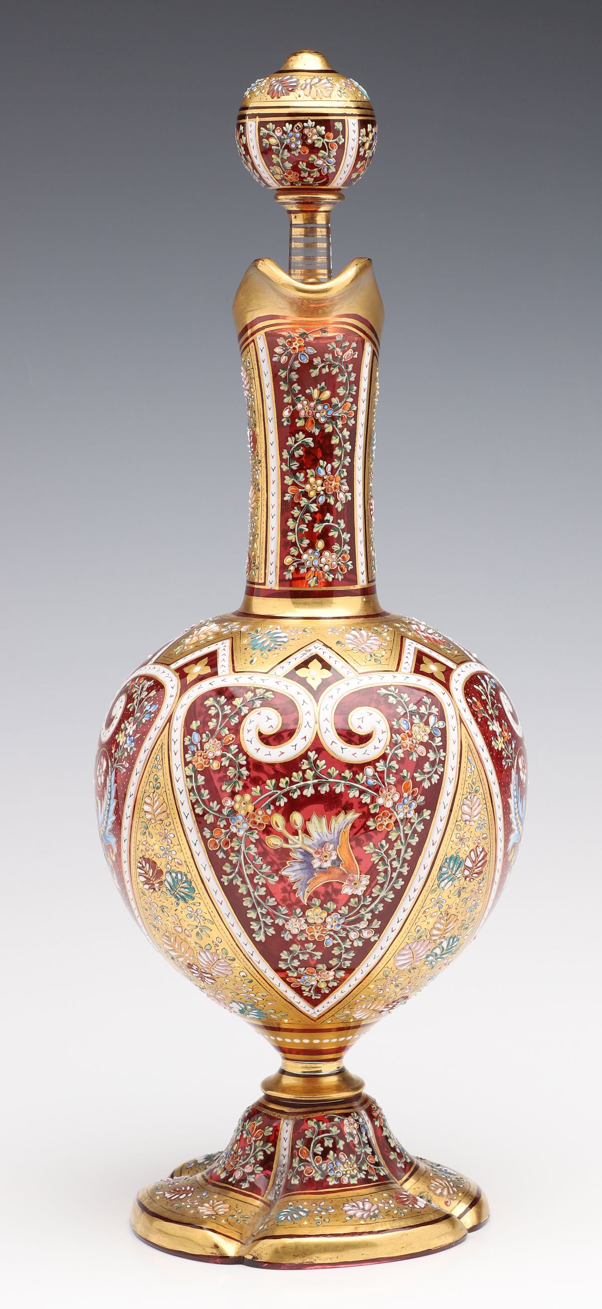 AN ELABORATE 19TH C. MOSER EWER IN PERSIANATE ENAMELS