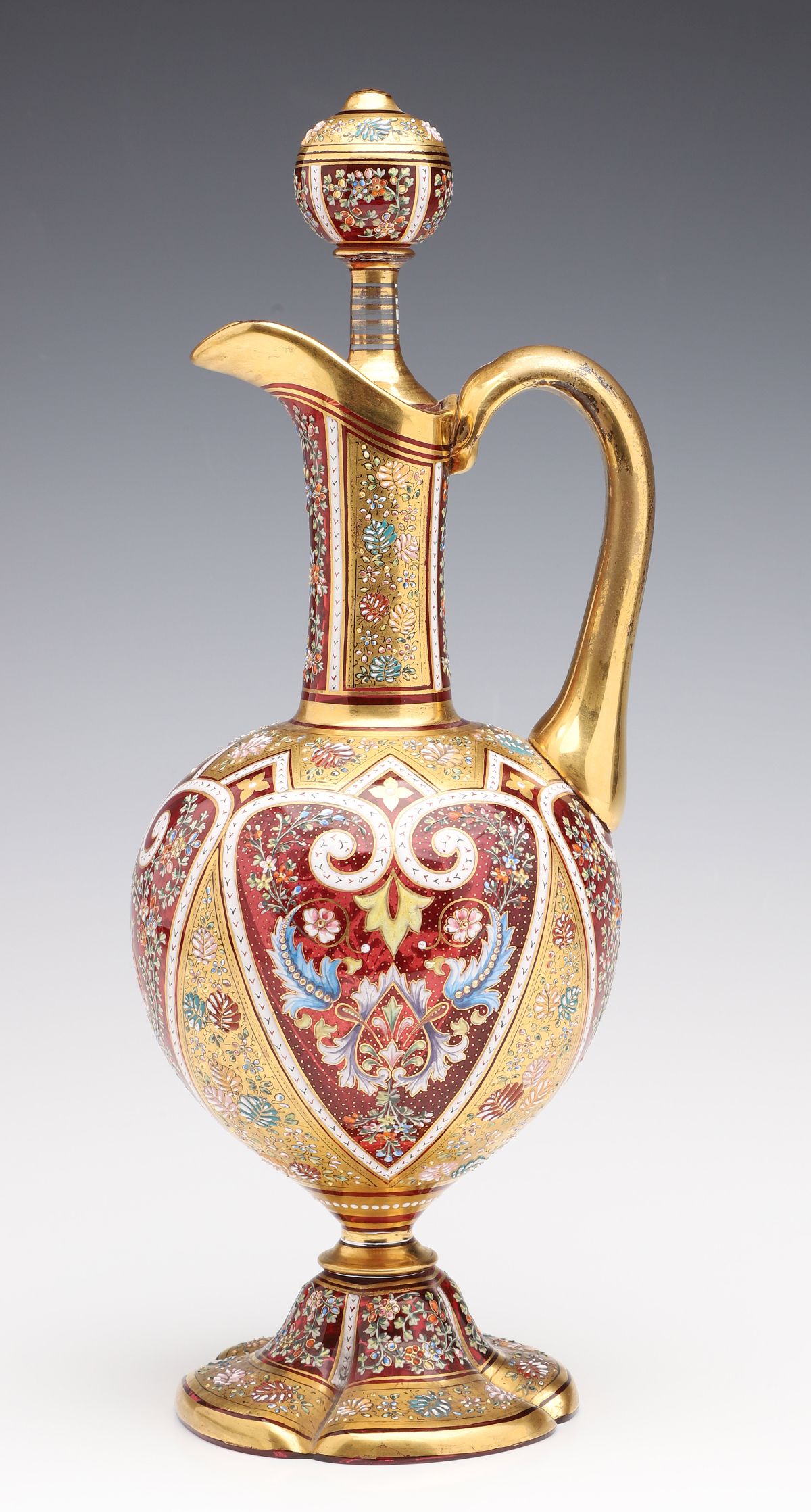 AN ELABORATE 19TH C. MOSER EWER IN PERSIANATE ENAMELS