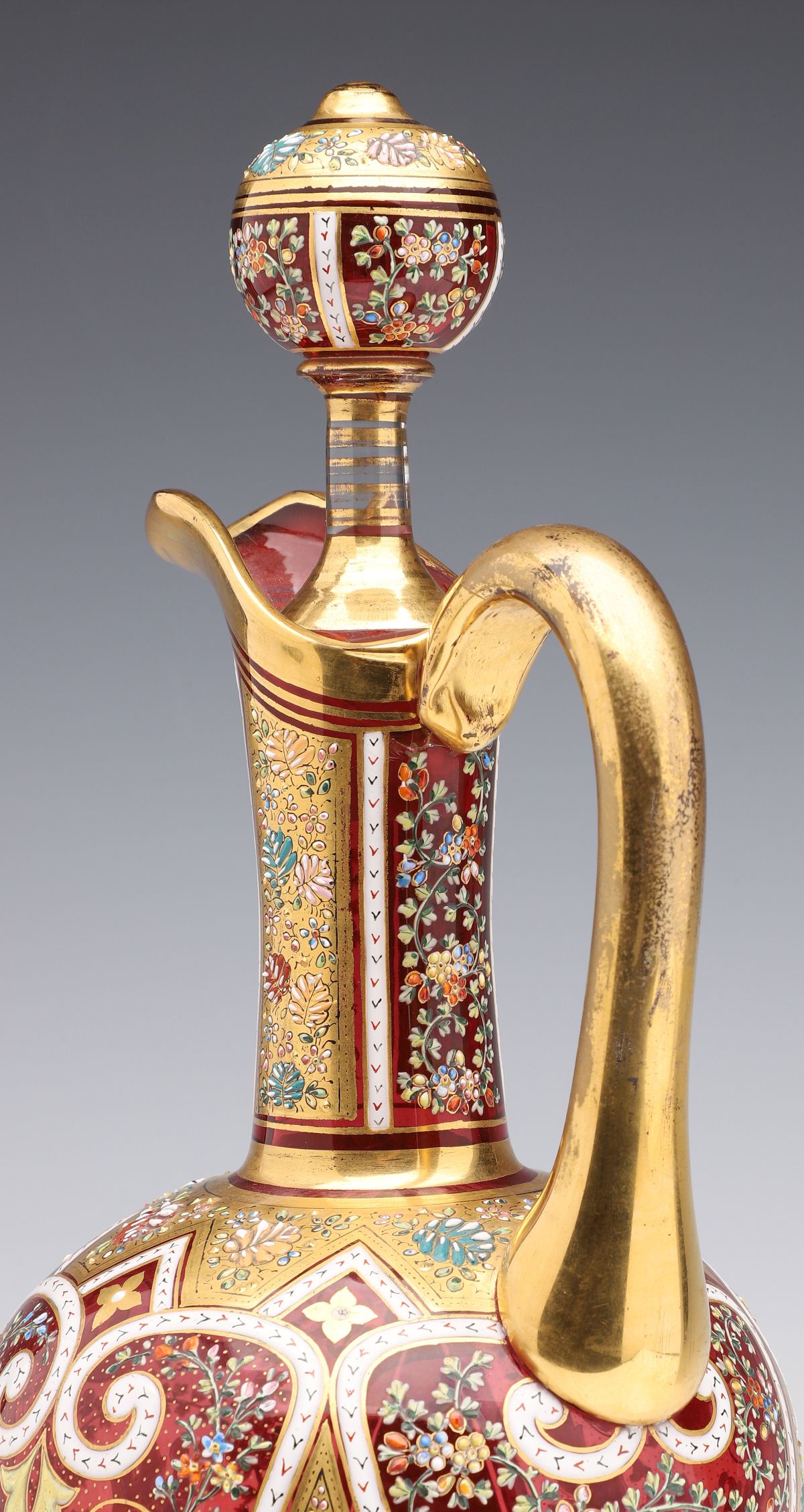 AN ELABORATE 19TH C. MOSER EWER IN PERSIANATE ENAMELS