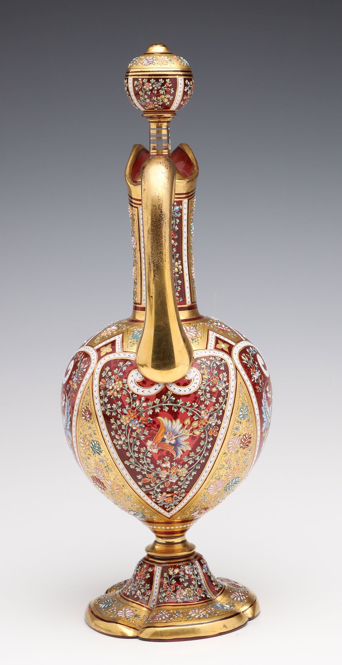 AN ELABORATE 19TH C. MOSER EWER IN PERSIANATE ENAMELS