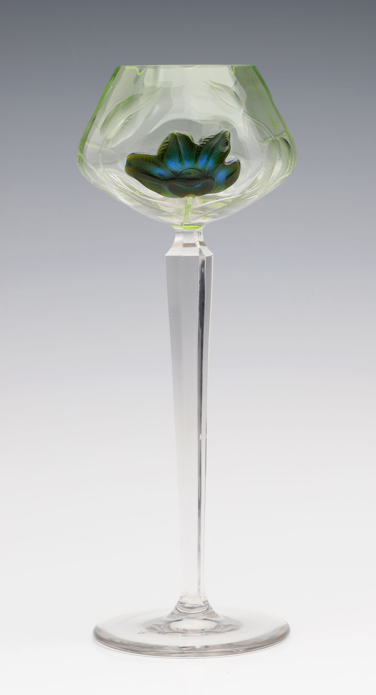 A FINE MOSER INTAGLIO AND MARQUETRY WINE GOBLET