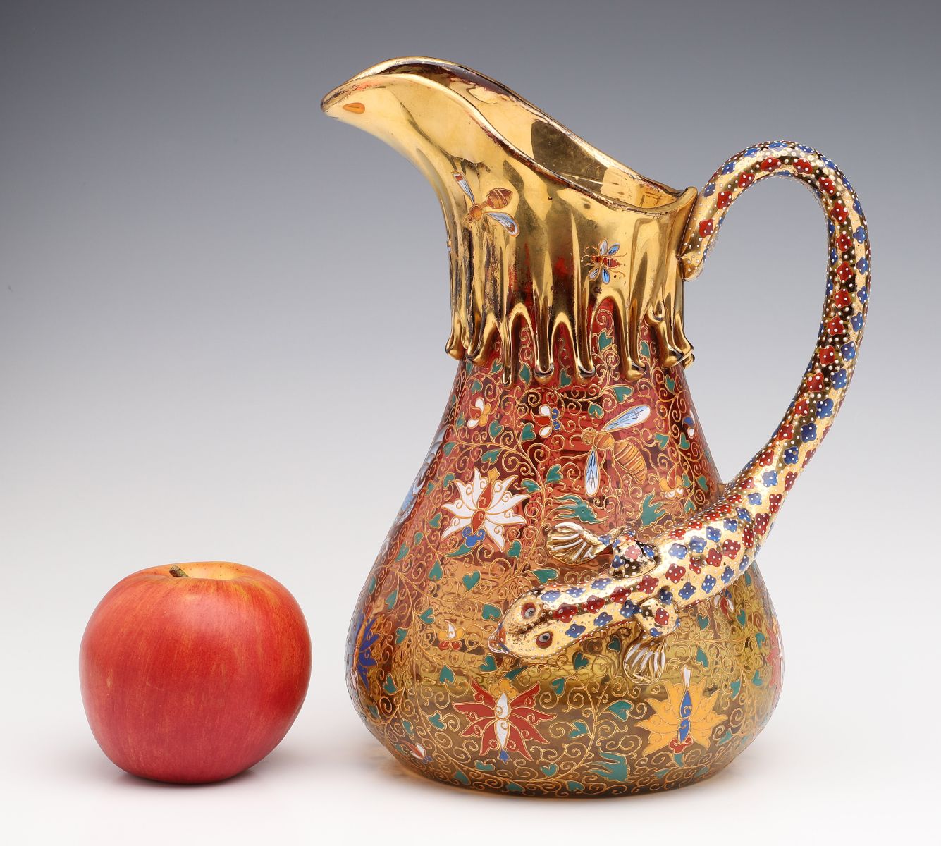 A FANTASTIC MOSER JUG WITH KAKAIMON, DRAGON, AND LIZARD