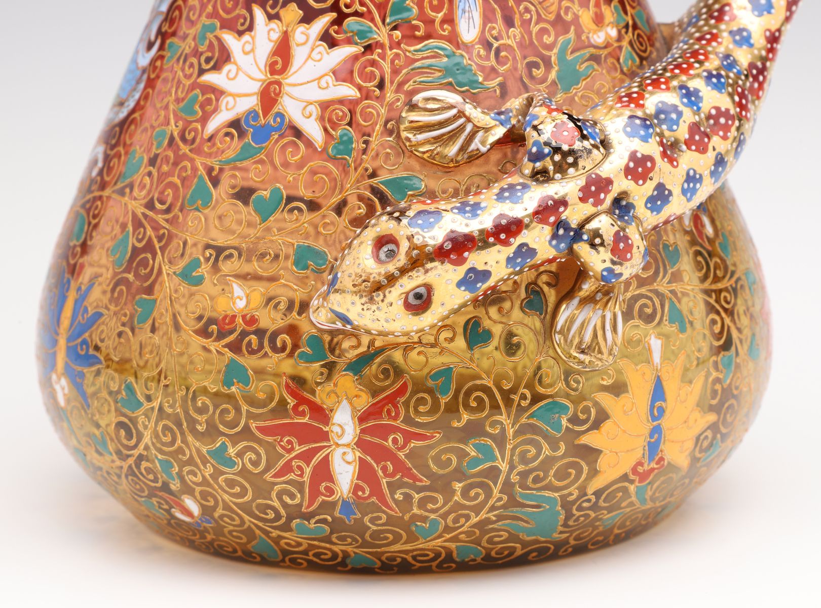 A FANTASTIC MOSER JUG WITH KAKAIMON, DRAGON, AND LIZARD