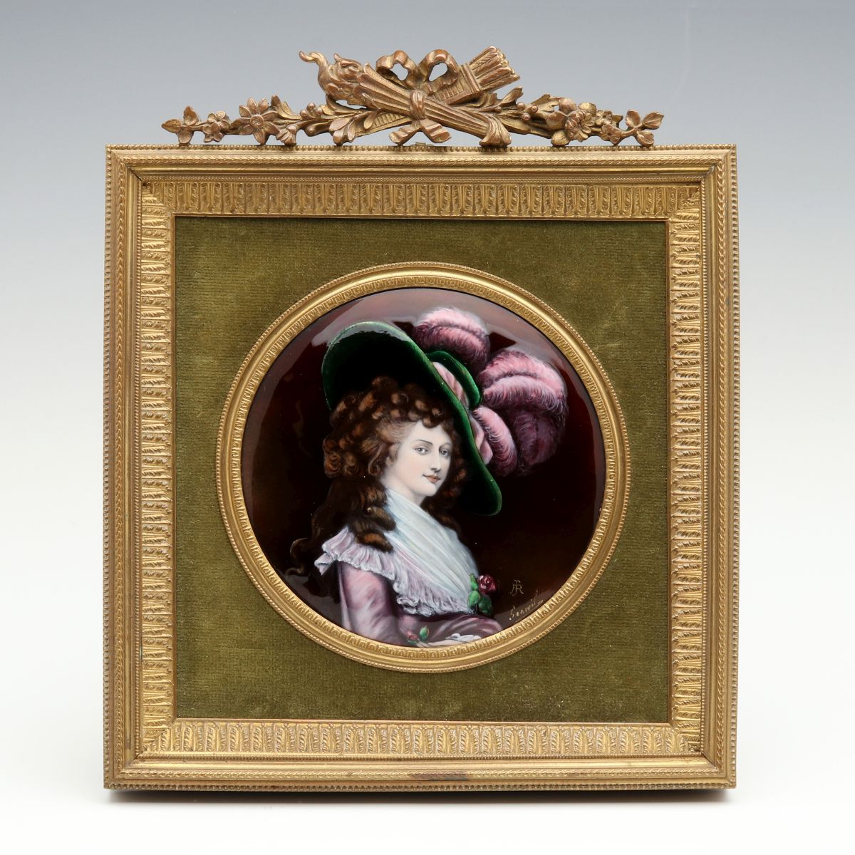 A FINE FRENCH LIMOGES ENAMEL ON COPPER PORTRAIT C. 1900