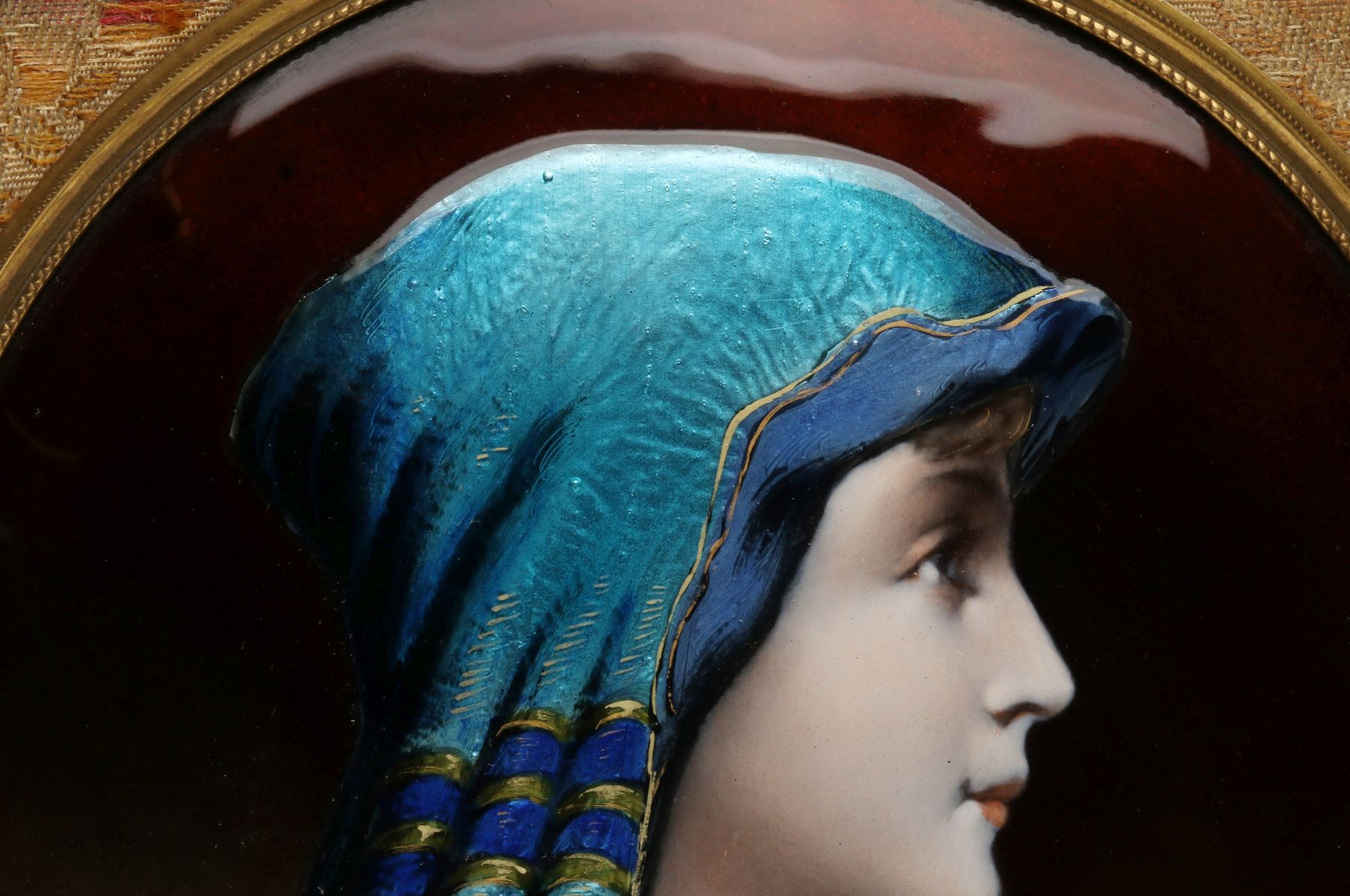 A FINE FRENCH LIMOGES ENAMEL ON COPPER PORTRAIT C. 1900