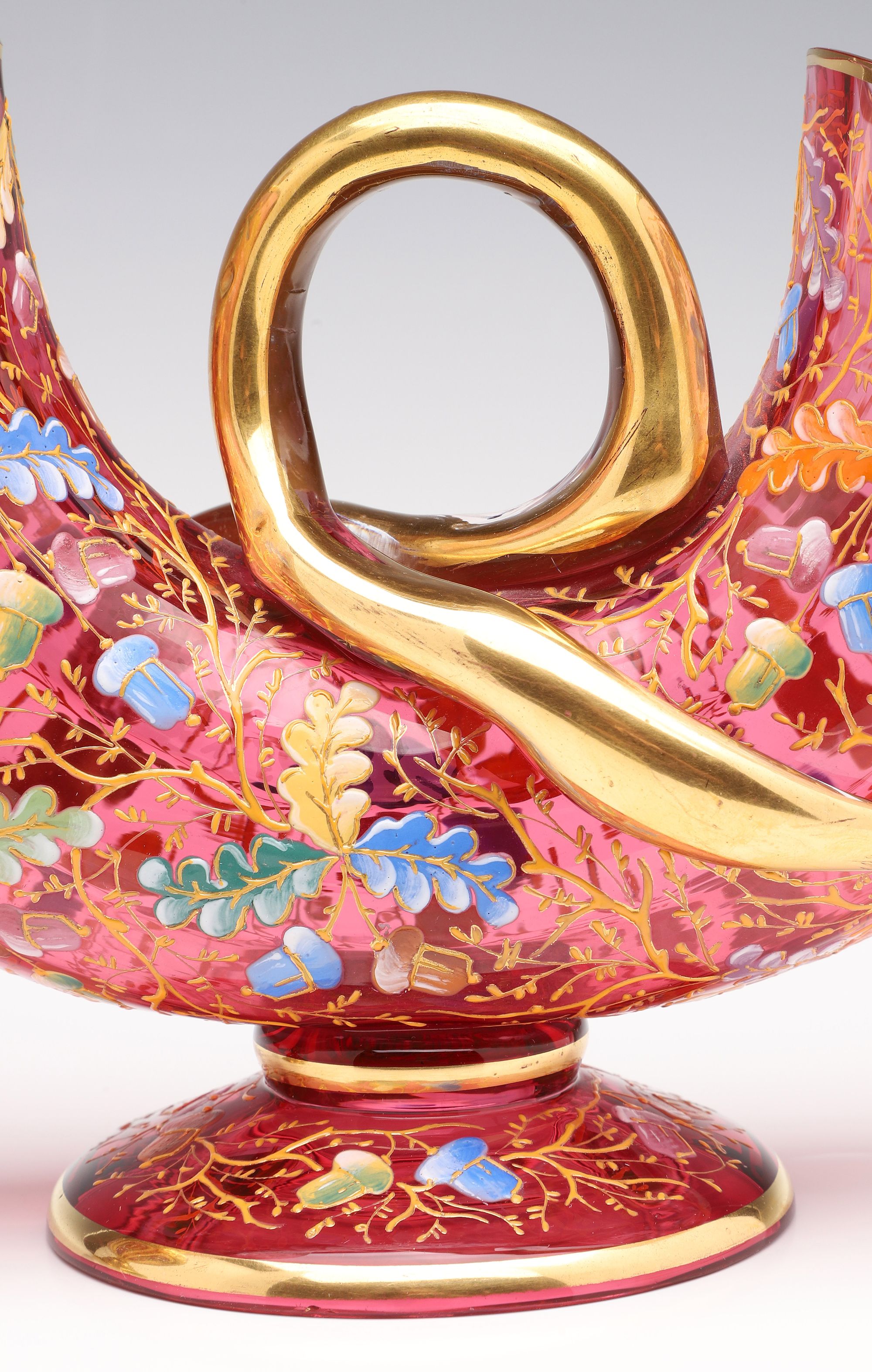 MOSER GILT AND ENAMEL DECORATED CRANBERRY GLASS C. 1880