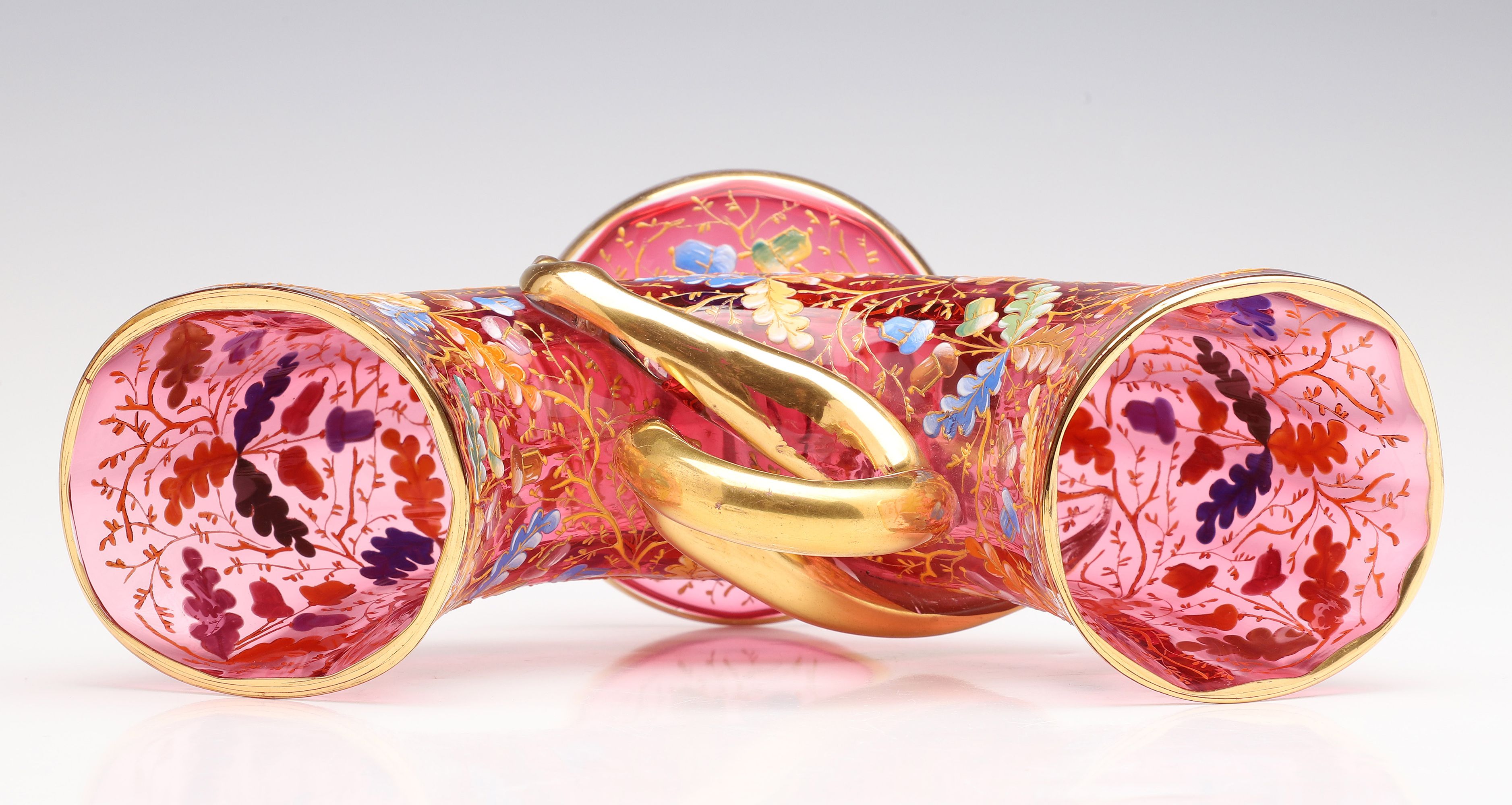 MOSER GILT AND ENAMEL DECORATED CRANBERRY GLASS C. 1880