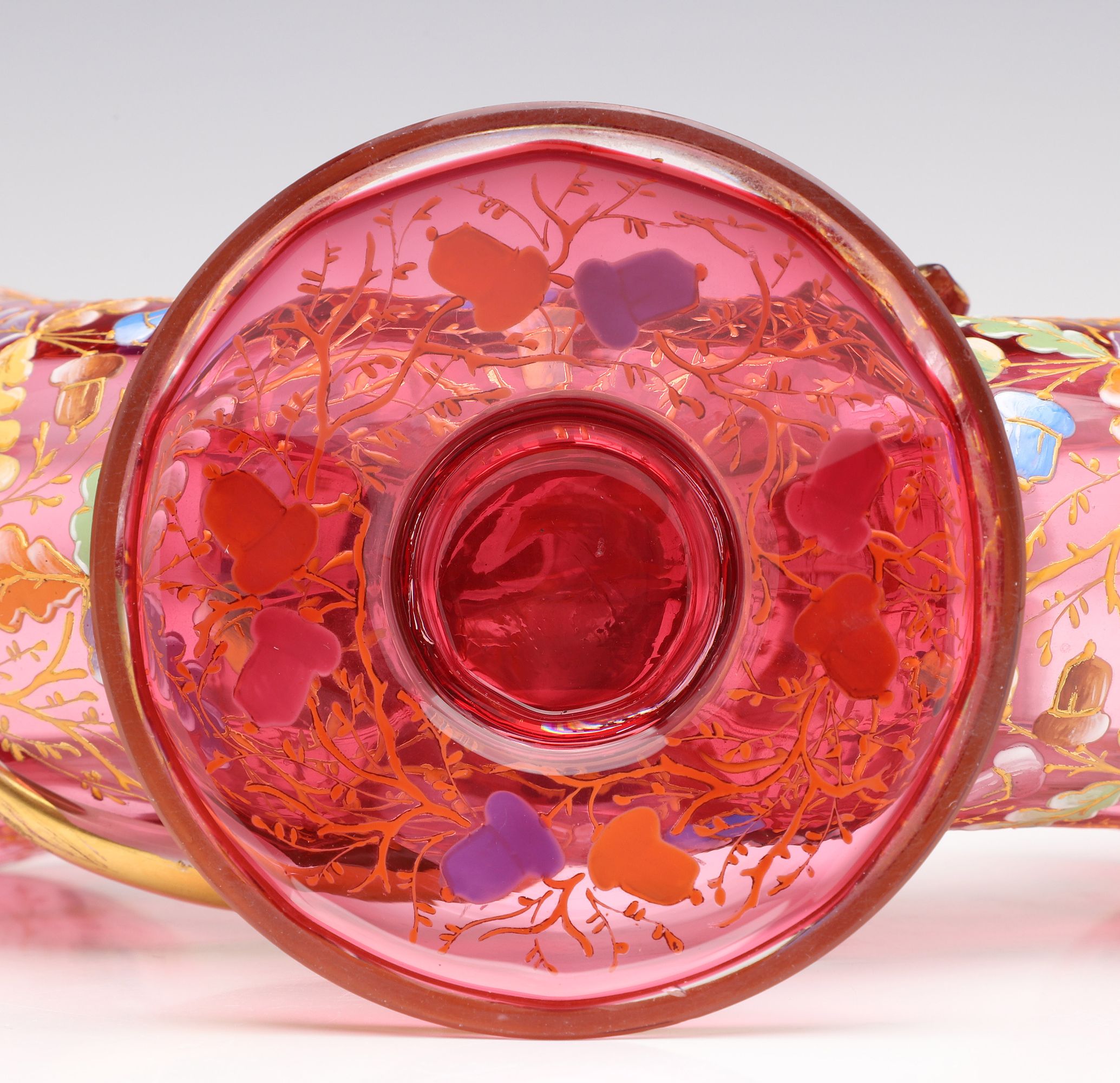 MOSER GILT AND ENAMEL DECORATED CRANBERRY GLASS C. 1880