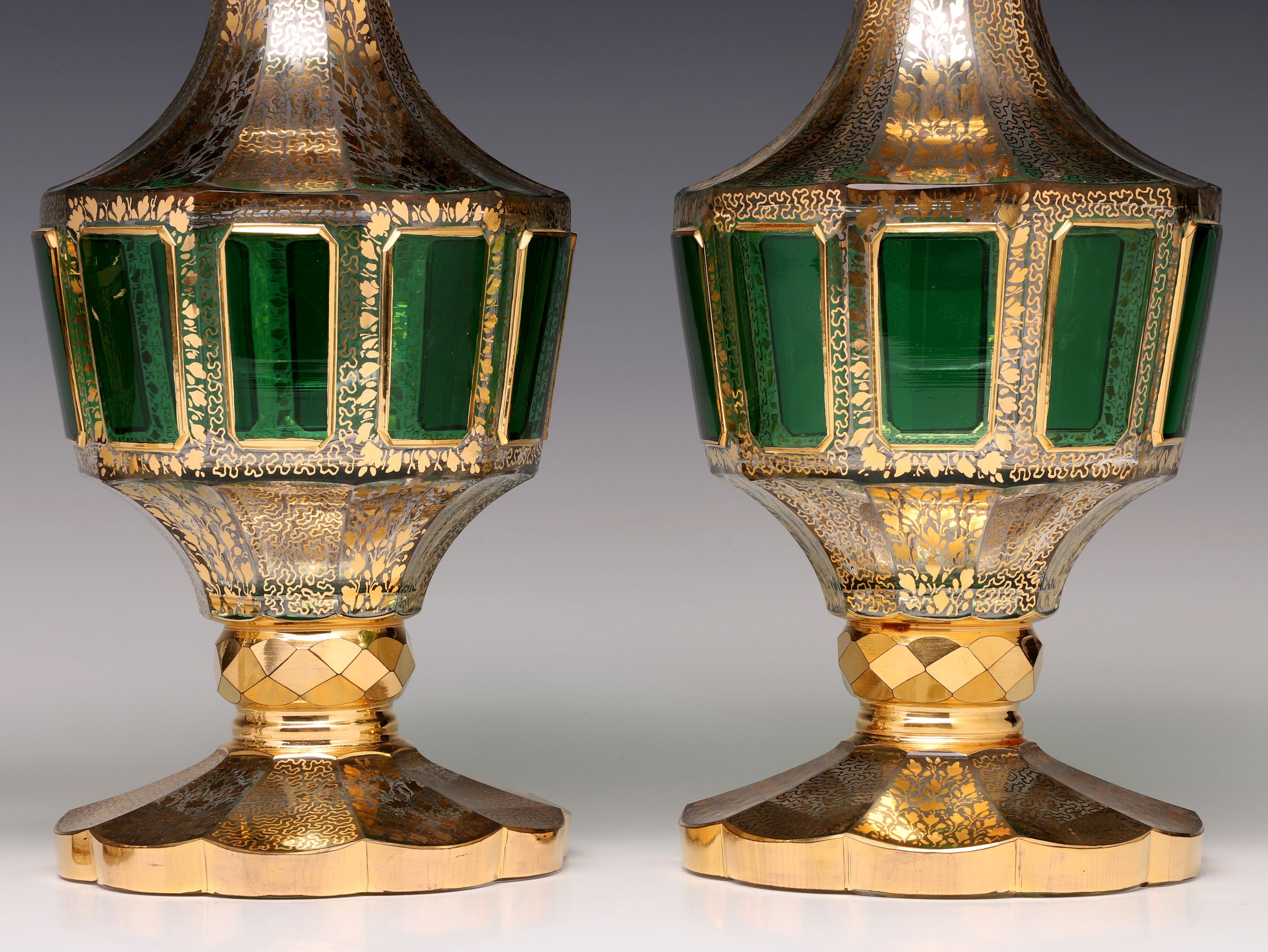 AN OUTSTANDING MOSER EMERALD CABOCHON LIQUER SET