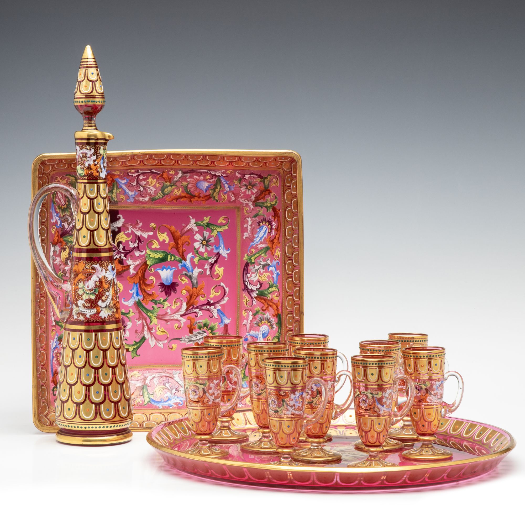 MOSER GILT AND ENAMELED CRANBERRY GLASS CIRCA 1880