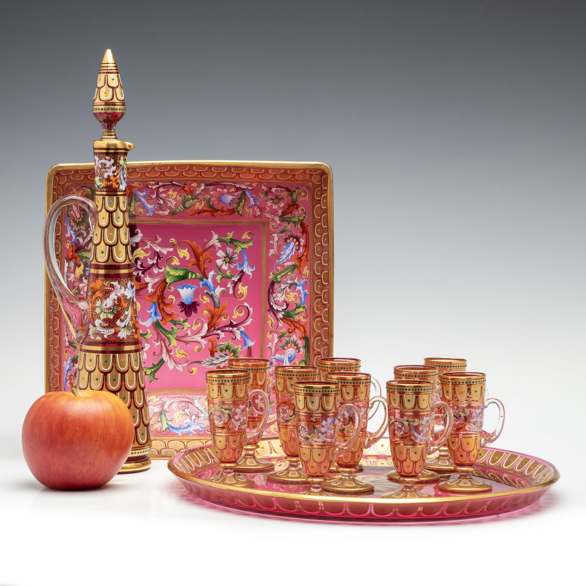 MOSER GILT AND ENAMELED CRANBERRY GLASS CIRCA 1880