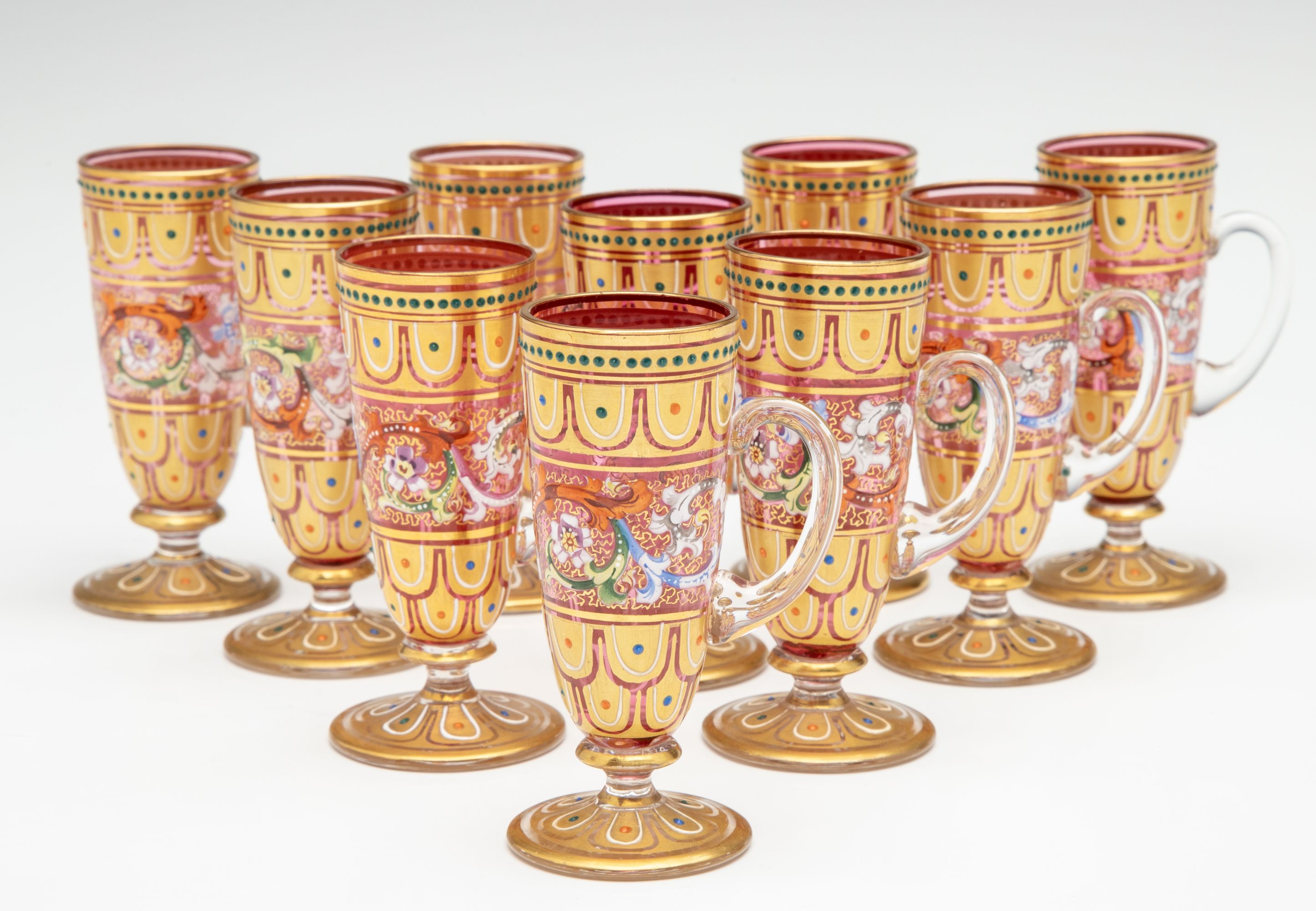 MOSER GILT AND ENAMELED CRANBERRY GLASS CIRCA 1880