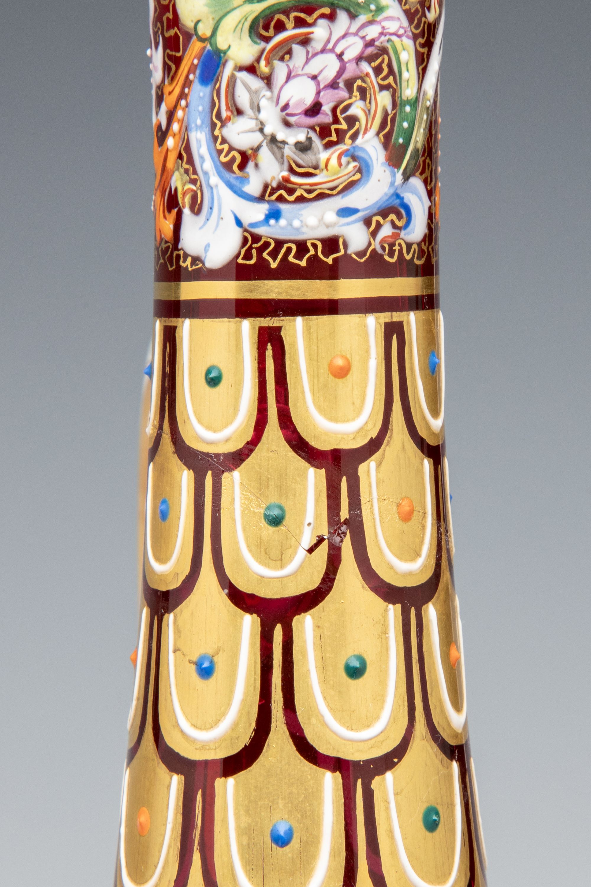 MOSER GILT AND ENAMELED CRANBERRY GLASS CIRCA 1880