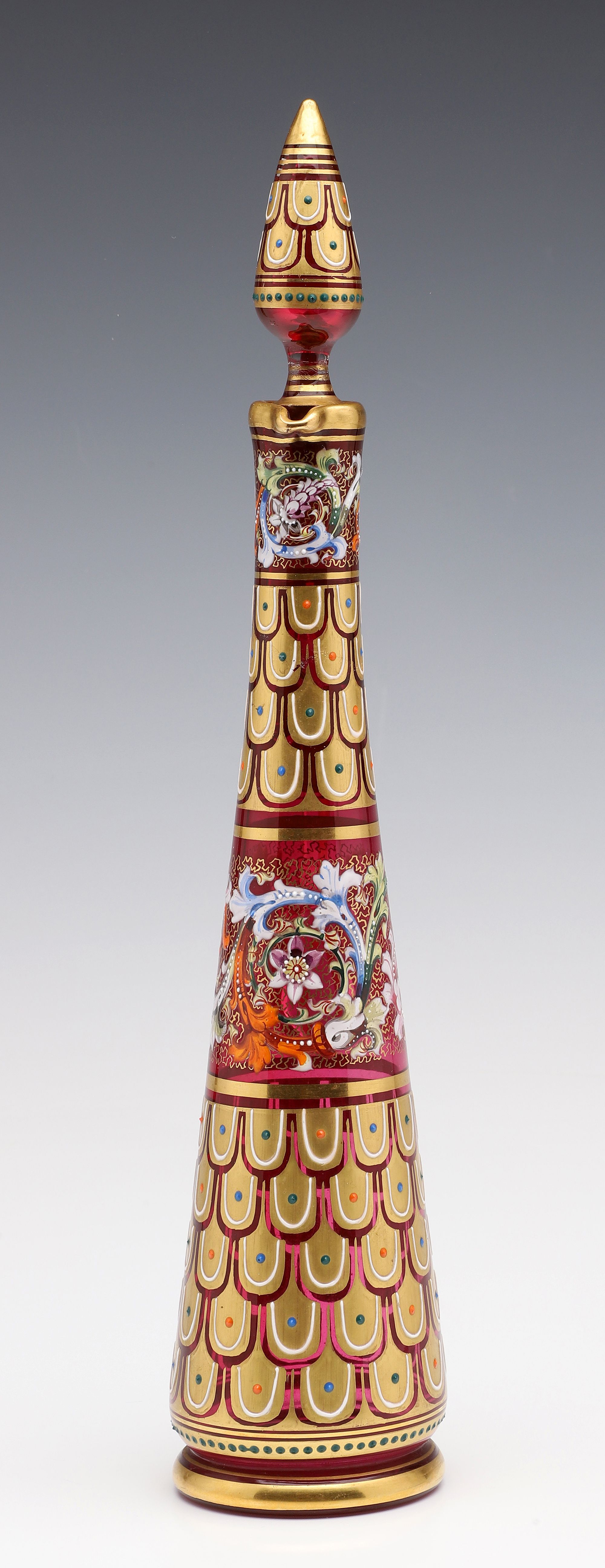 MOSER GILT AND ENAMELED CRANBERRY GLASS CIRCA 1880