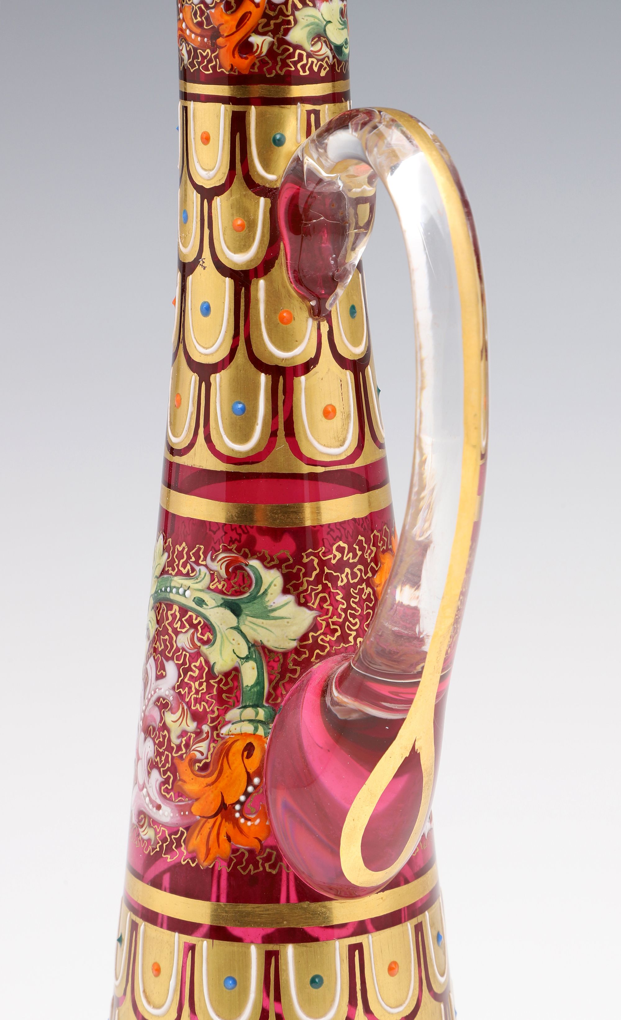 MOSER GILT AND ENAMELED CRANBERRY GLASS CIRCA 1880