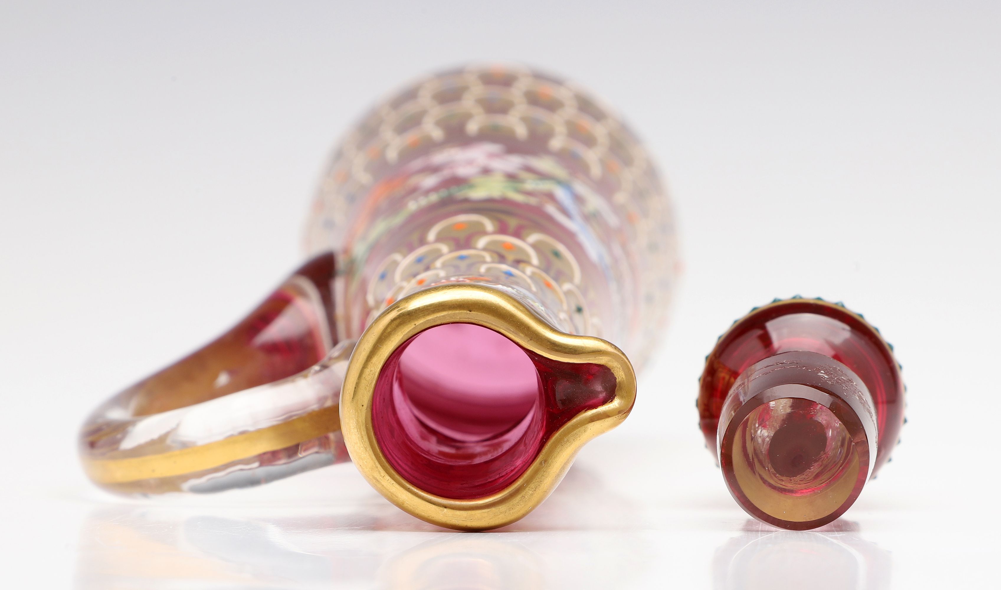 MOSER GILT AND ENAMELED CRANBERRY GLASS CIRCA 1880