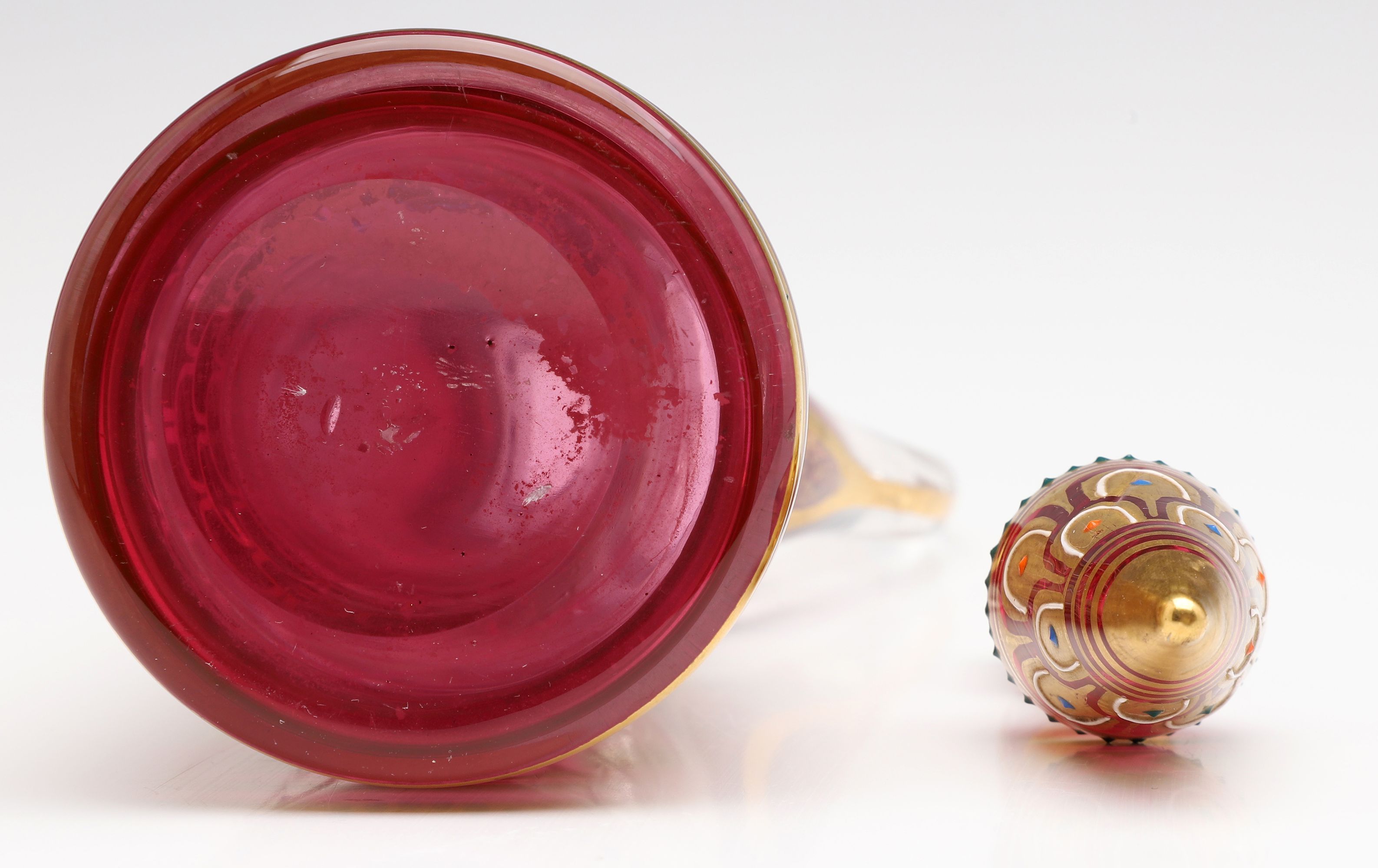 MOSER GILT AND ENAMELED CRANBERRY GLASS CIRCA 1880