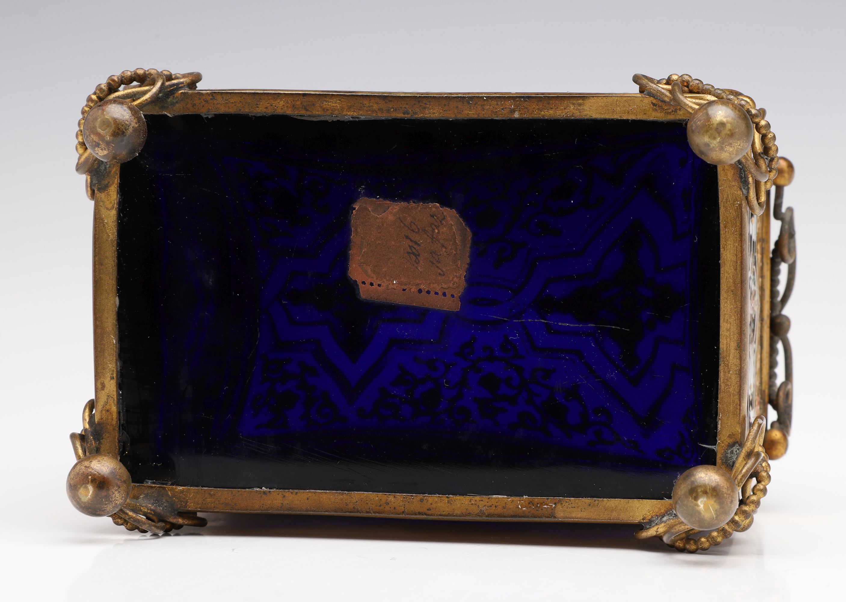 A 19C. MOSER GILT AND ENAMELED COBALT BLUE GLASS CASKET