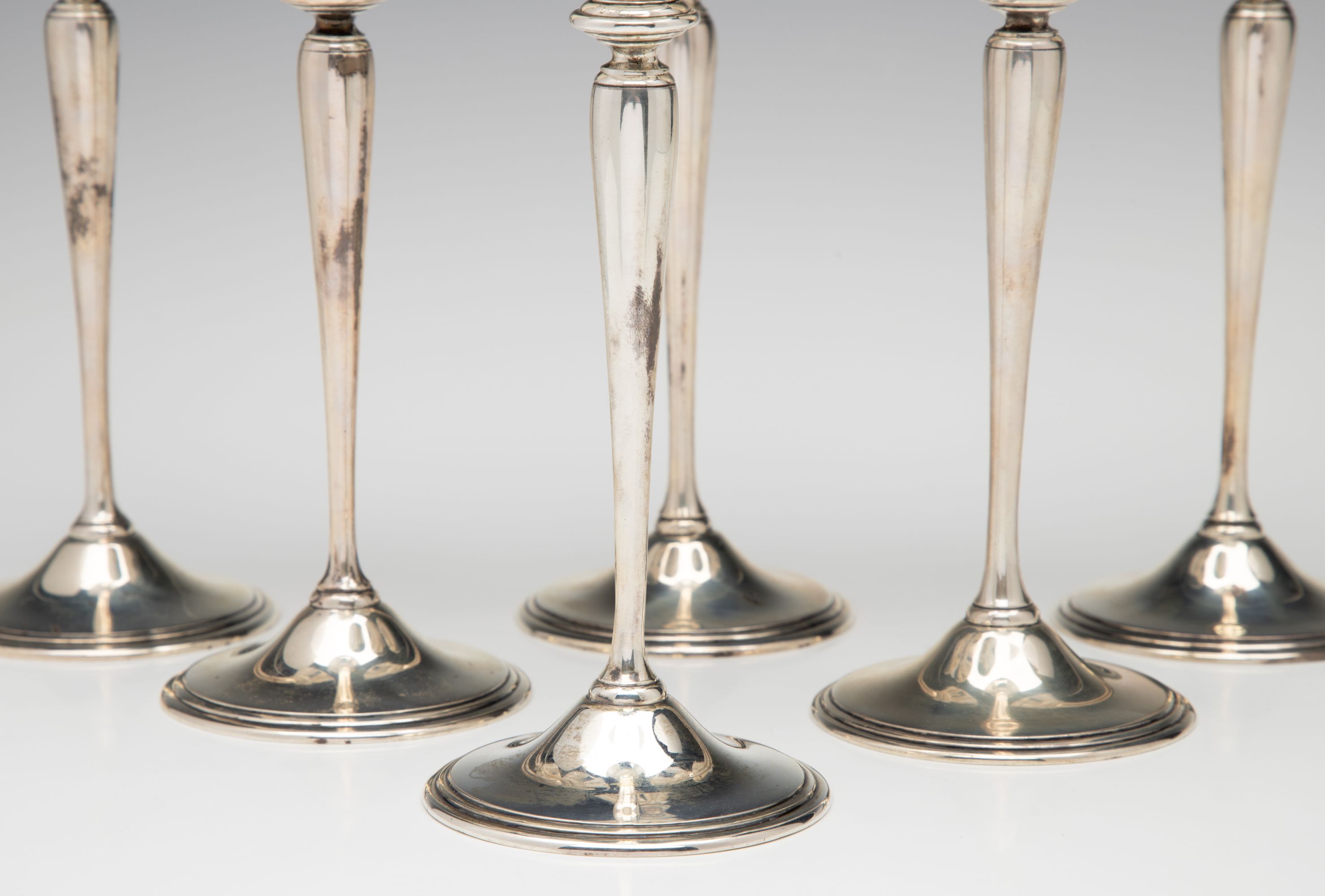 SIX TIFFANY & CO STERLING SILVER WINE GOBLETS C. 1918