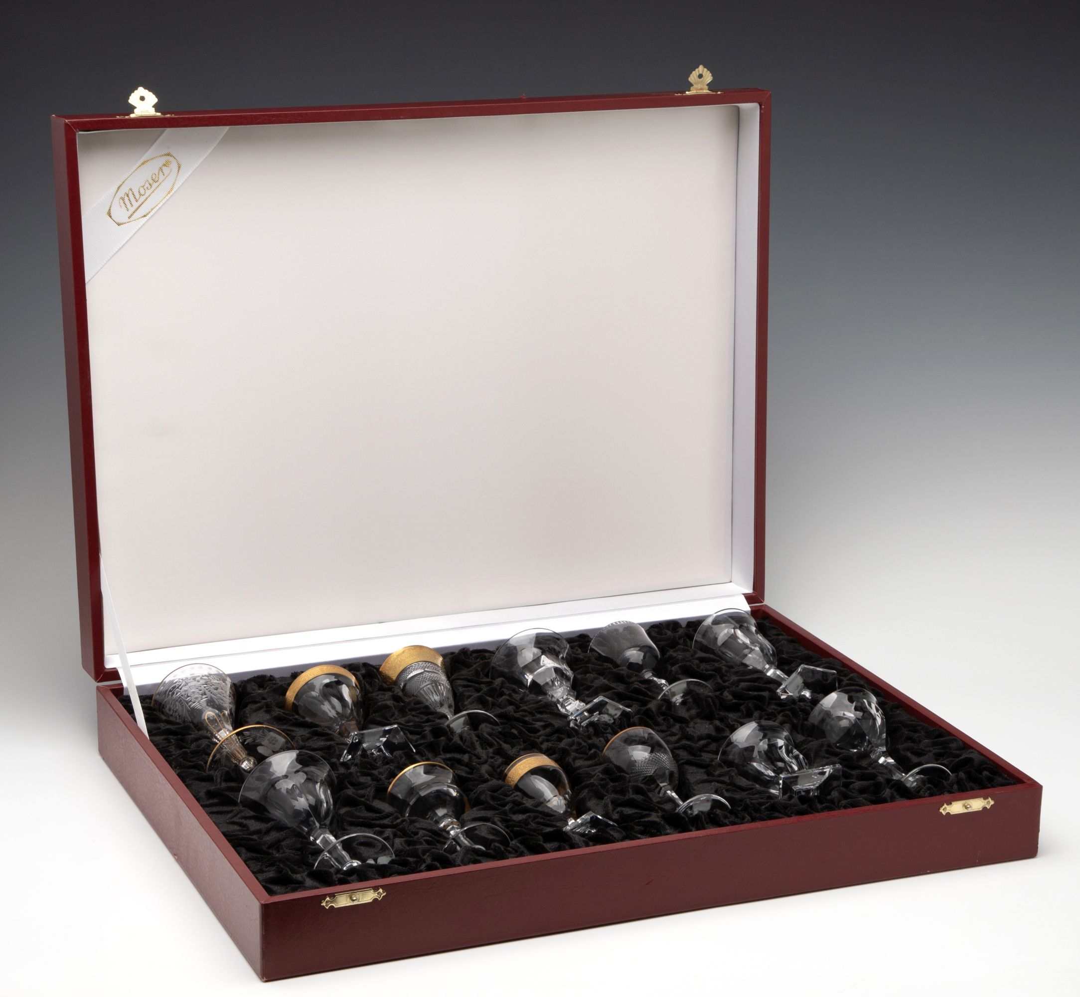 A CZECH MOSER 12-PIECE LIQUEUR SET IN PRESENTATION CASE