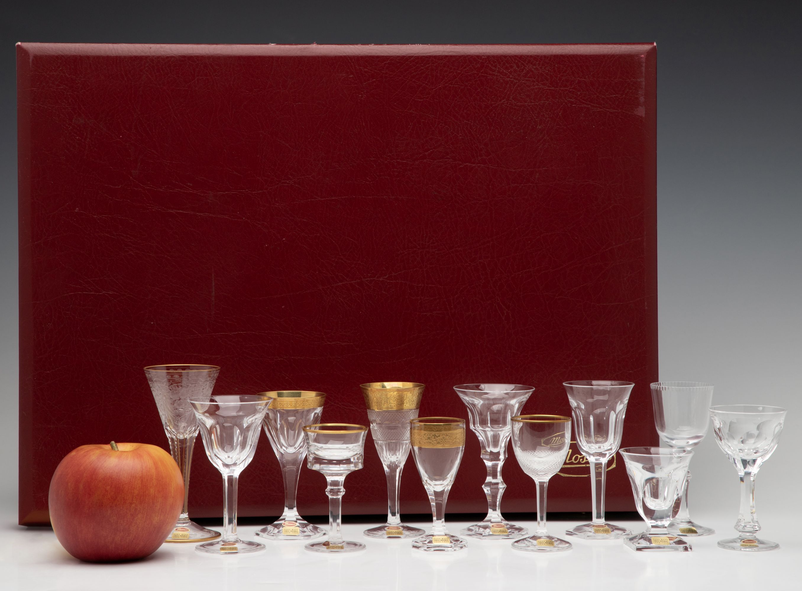 A CZECH MOSER 12-PIECE LIQUEUR SET IN PRESENTATION CASE