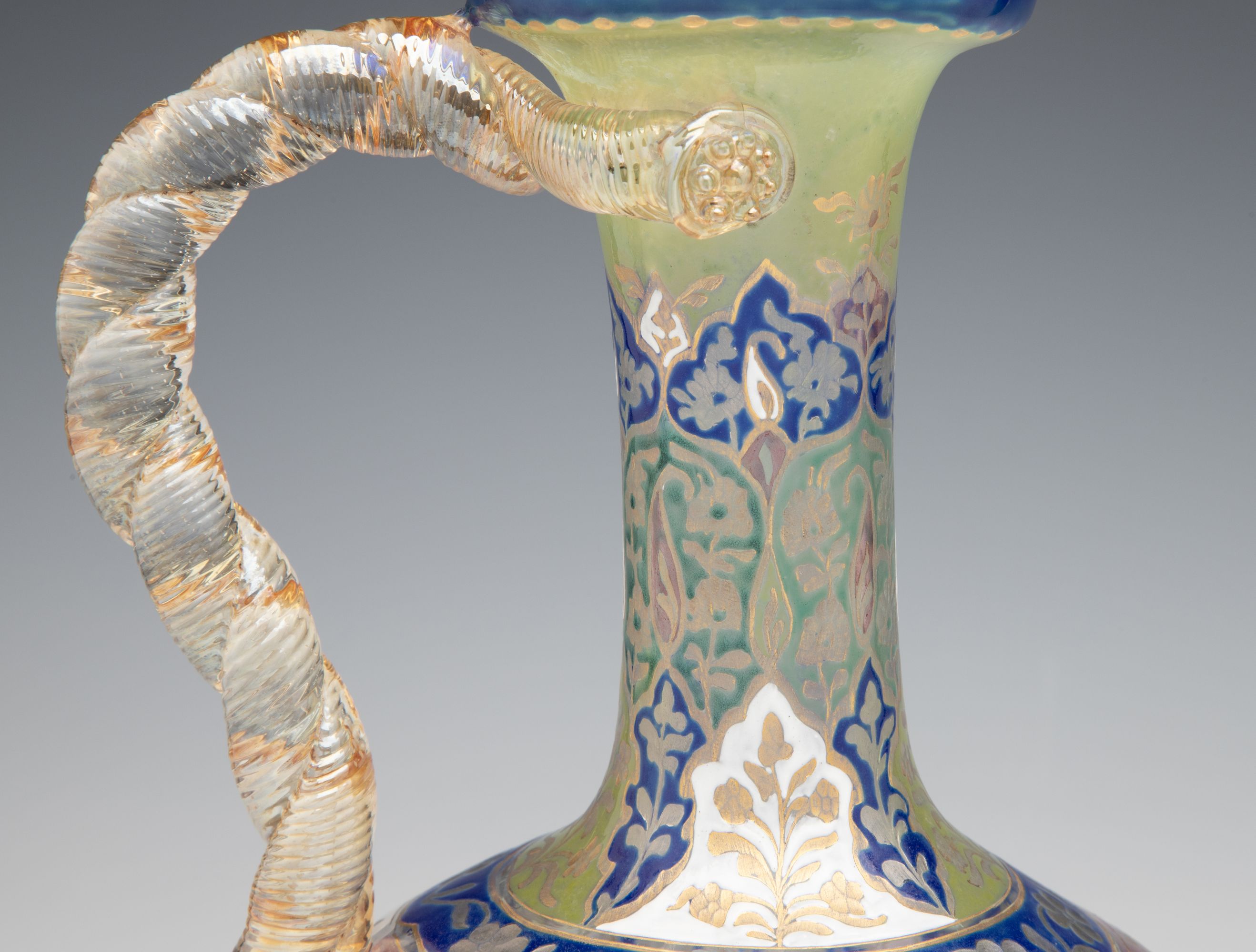 A BOHEMIAN GLASS WATER JUG ATTRIBUTED FRITZ HECKERT