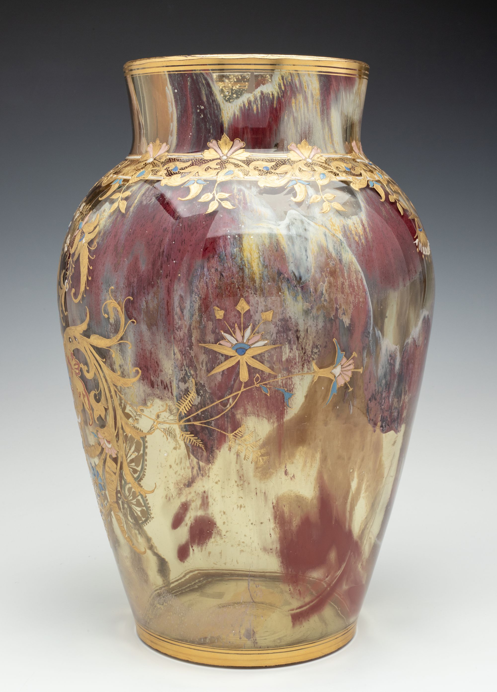 A LARGE COMMISSIONED 19C, MOSER ART GLASS VASE