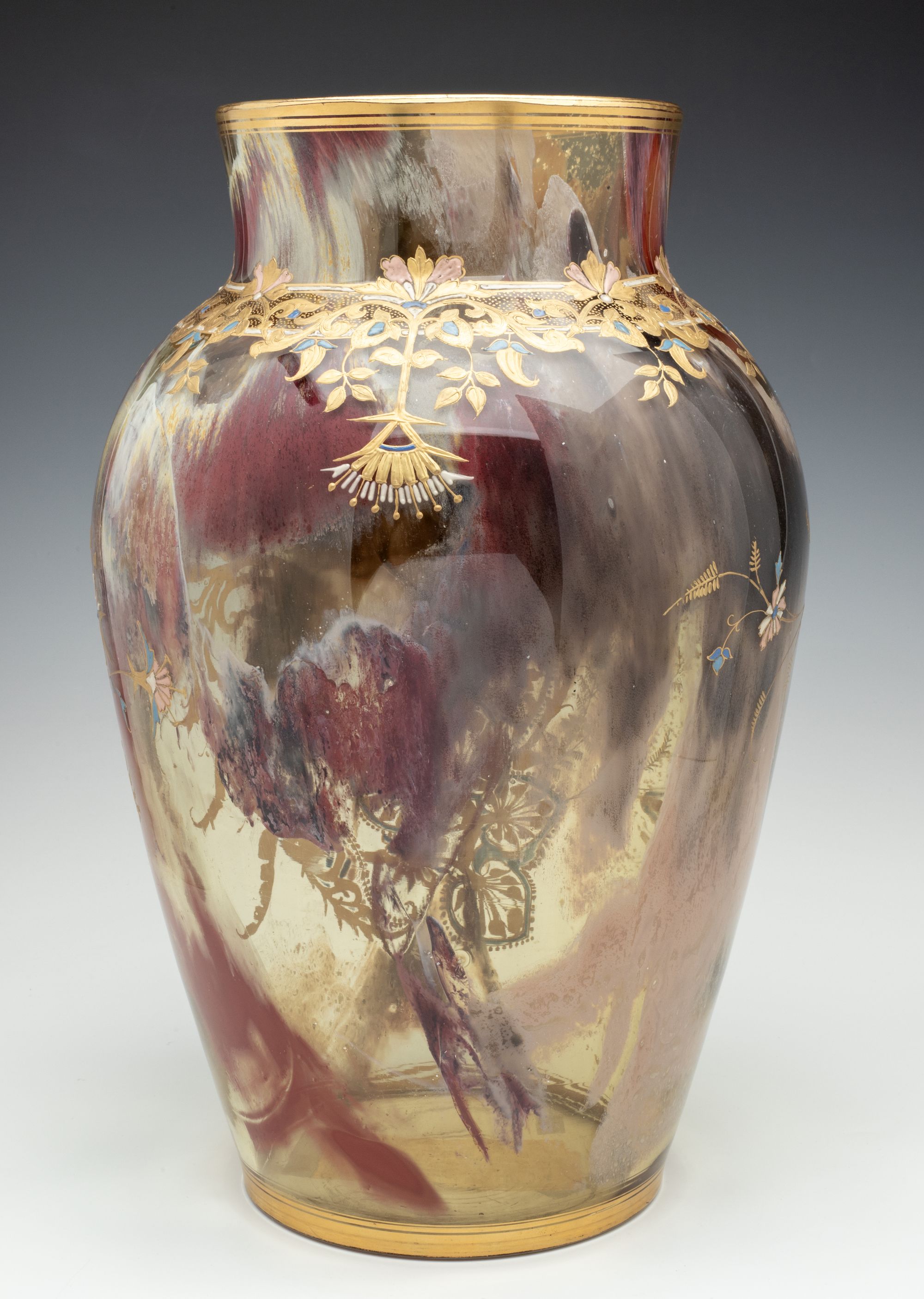 A LARGE COMMISSIONED 19C, MOSER ART GLASS VASE