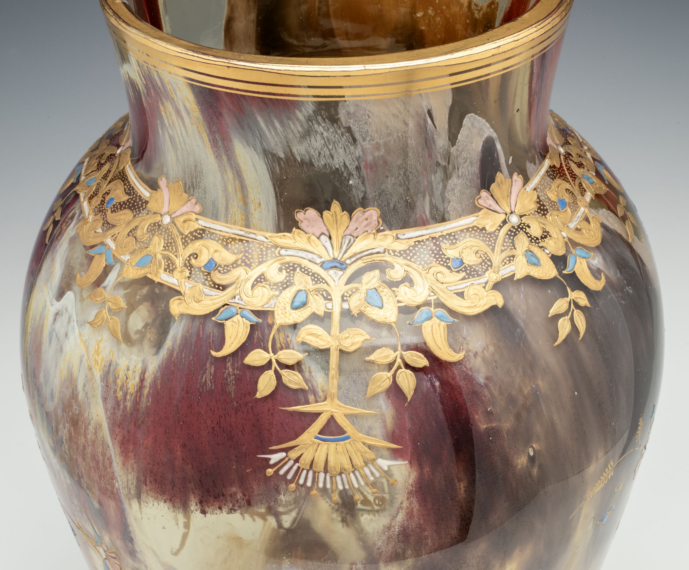 A LARGE COMMISSIONED 19C, MOSER ART GLASS VASE