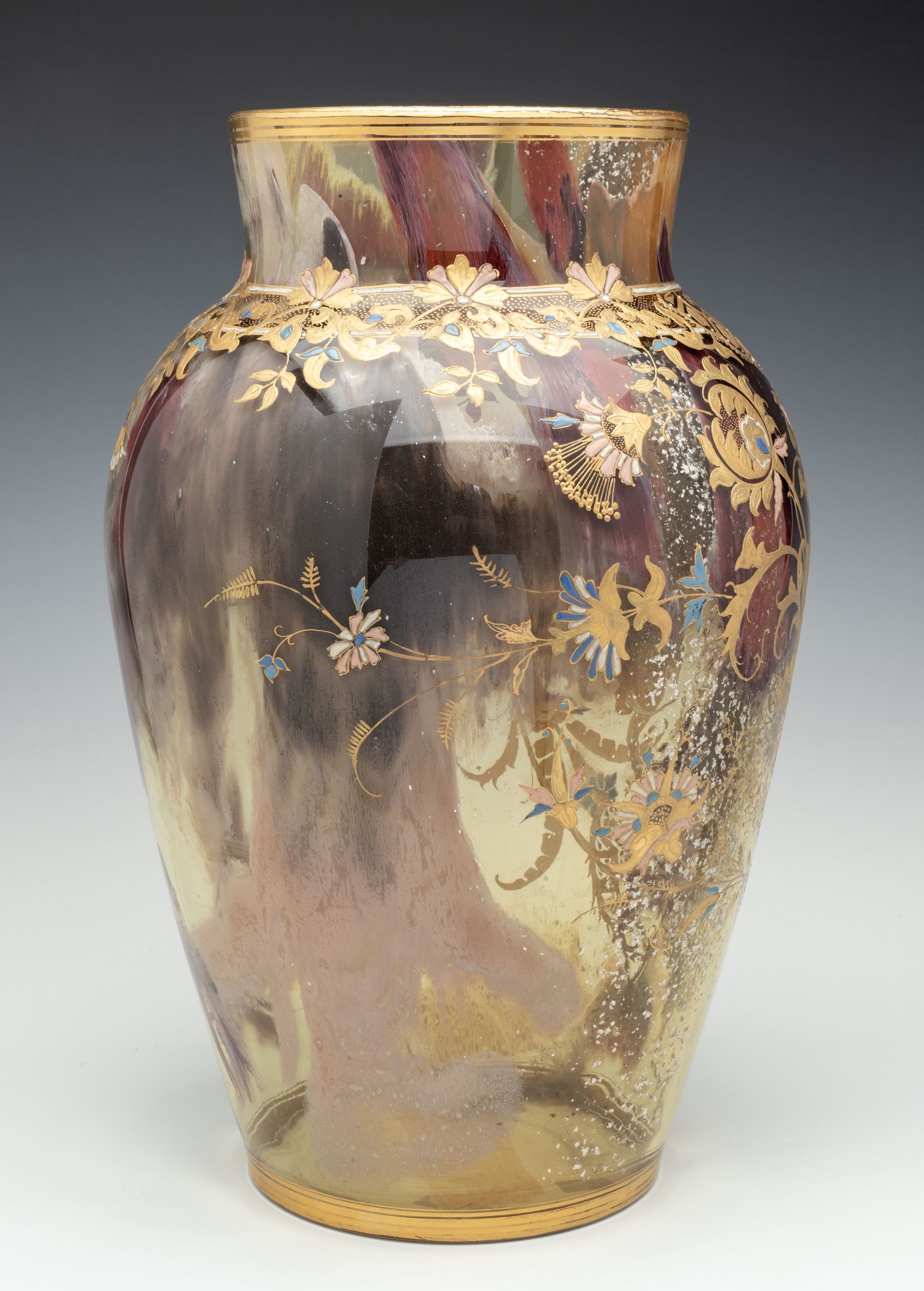 A LARGE COMMISSIONED 19C, MOSER ART GLASS VASE