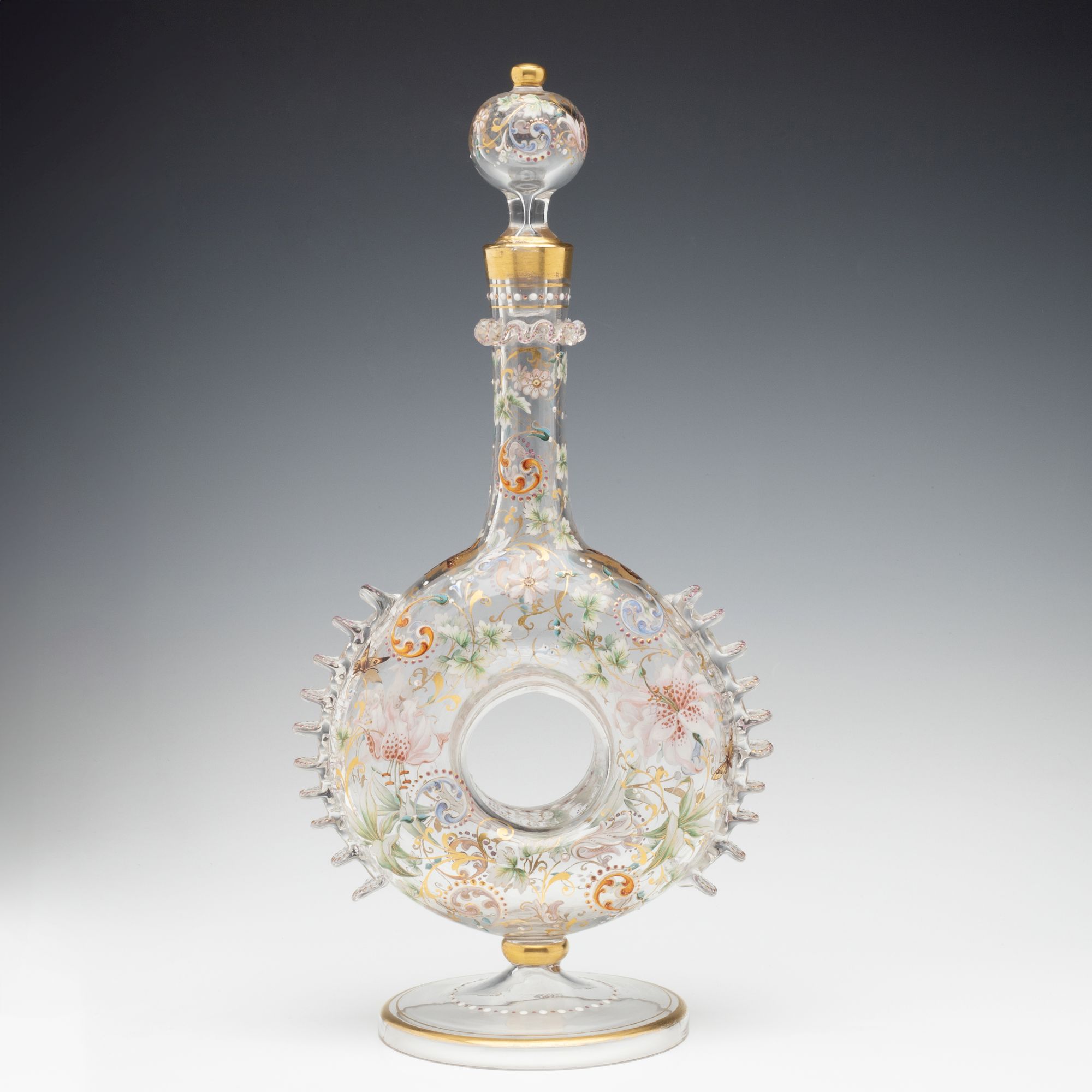 AN ELEGANT AND UNUSUAL MOSER QUALITY CRYSTAL DECANTER