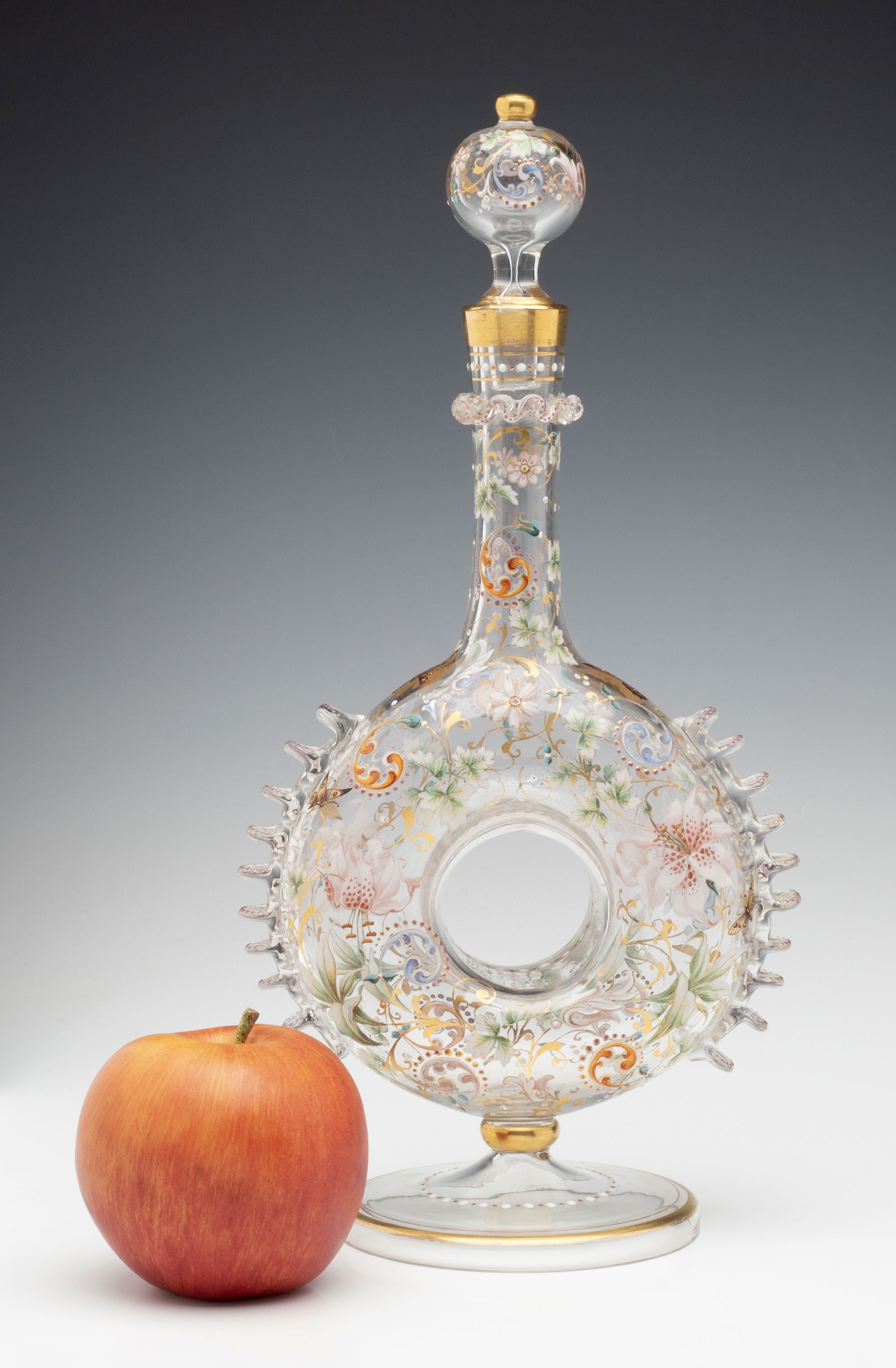 AN ELEGANT AND UNUSUAL MOSER QUALITY CRYSTAL DECANTER