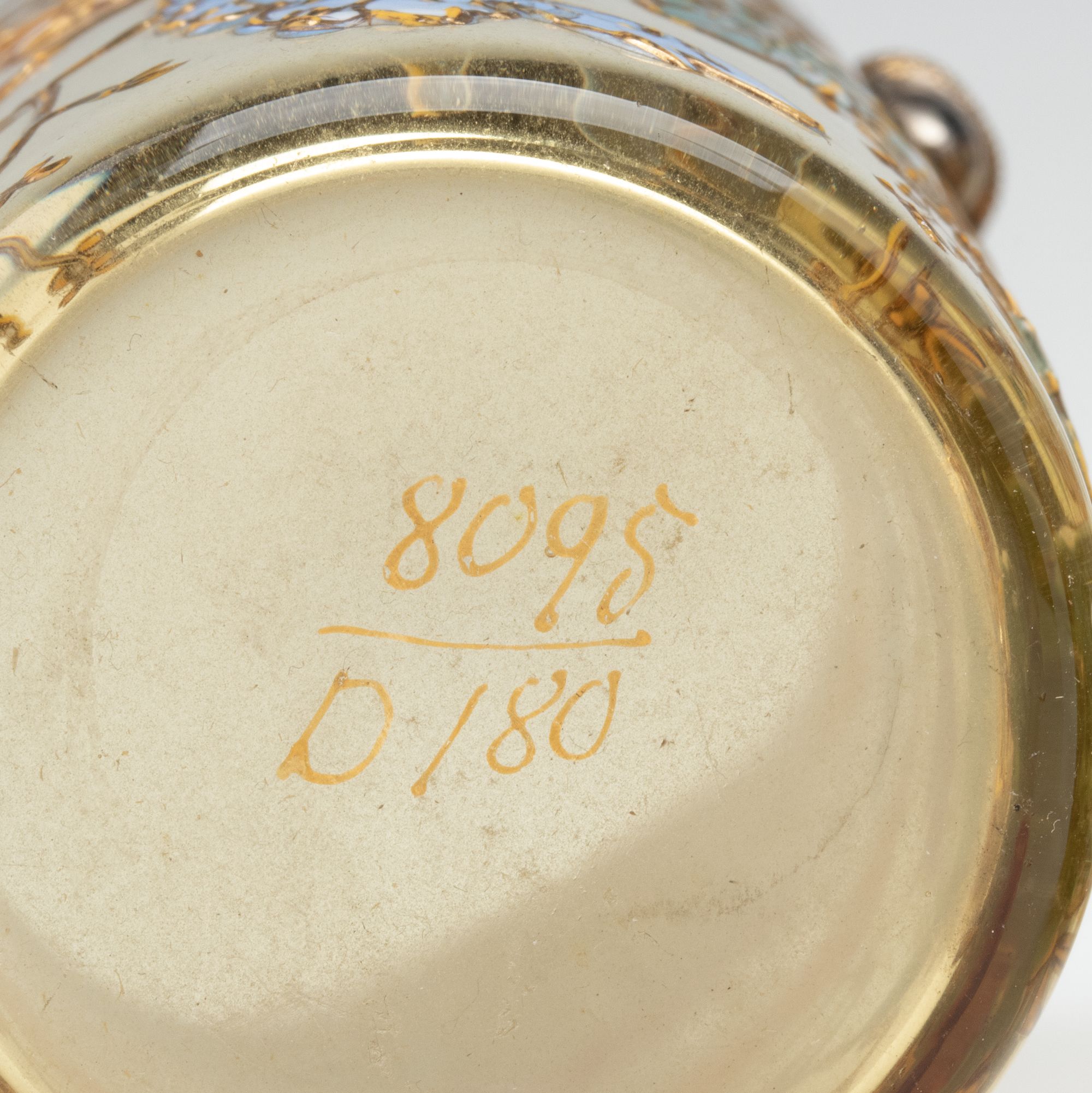 MOSER GILT AND ENAMEL BEAKERS WITH INSECTS AND ACORNS