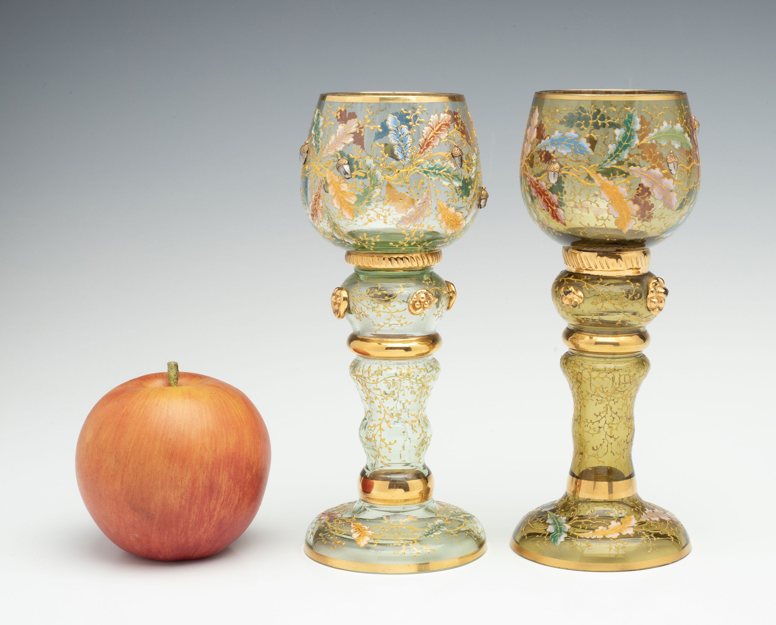 MOSER GILT AND ENAMEL GOBLETS WITH VARIOUS APPLICATIONS