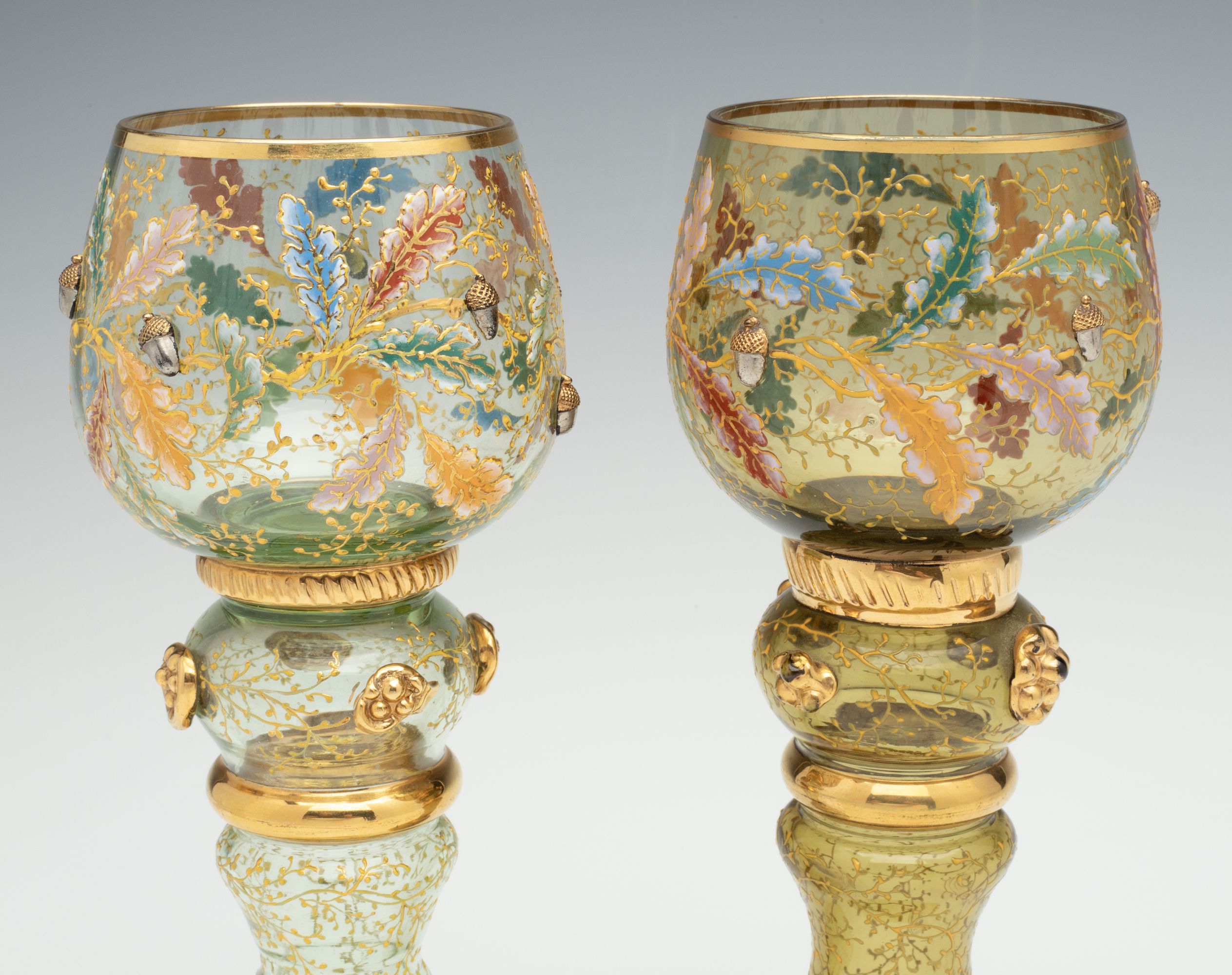 MOSER GILT AND ENAMEL GOBLETS WITH VARIOUS APPLICATIONS