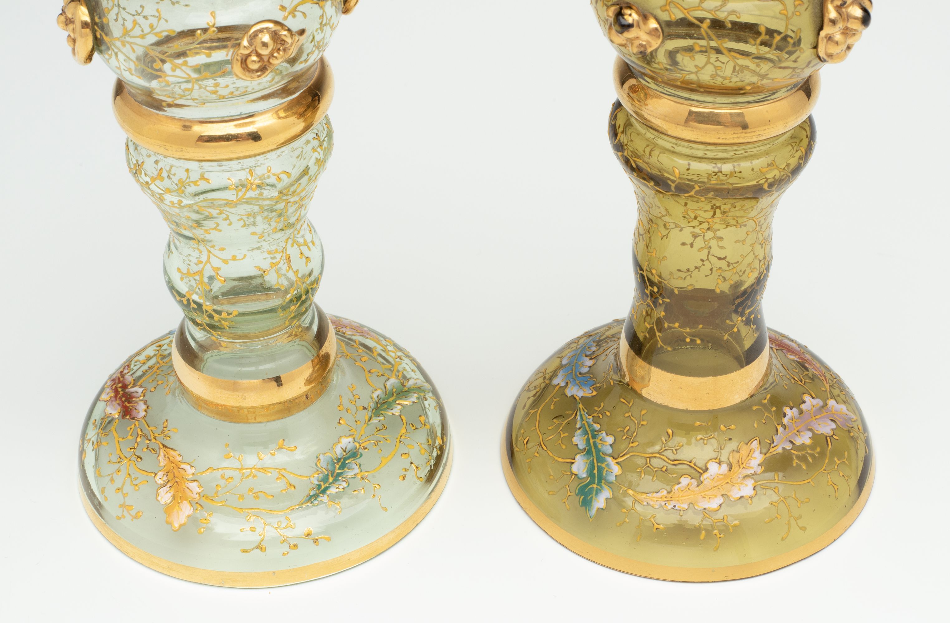 MOSER GILT AND ENAMEL GOBLETS WITH VARIOUS APPLICATIONS