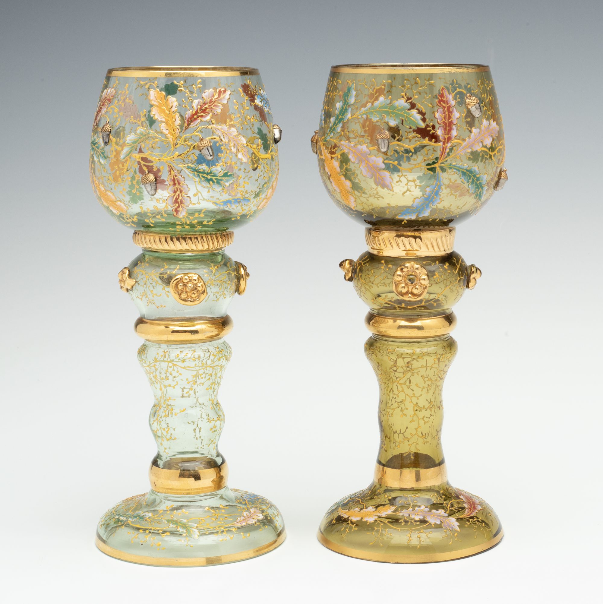 MOSER GILT AND ENAMEL GOBLETS WITH VARIOUS APPLICATIONS